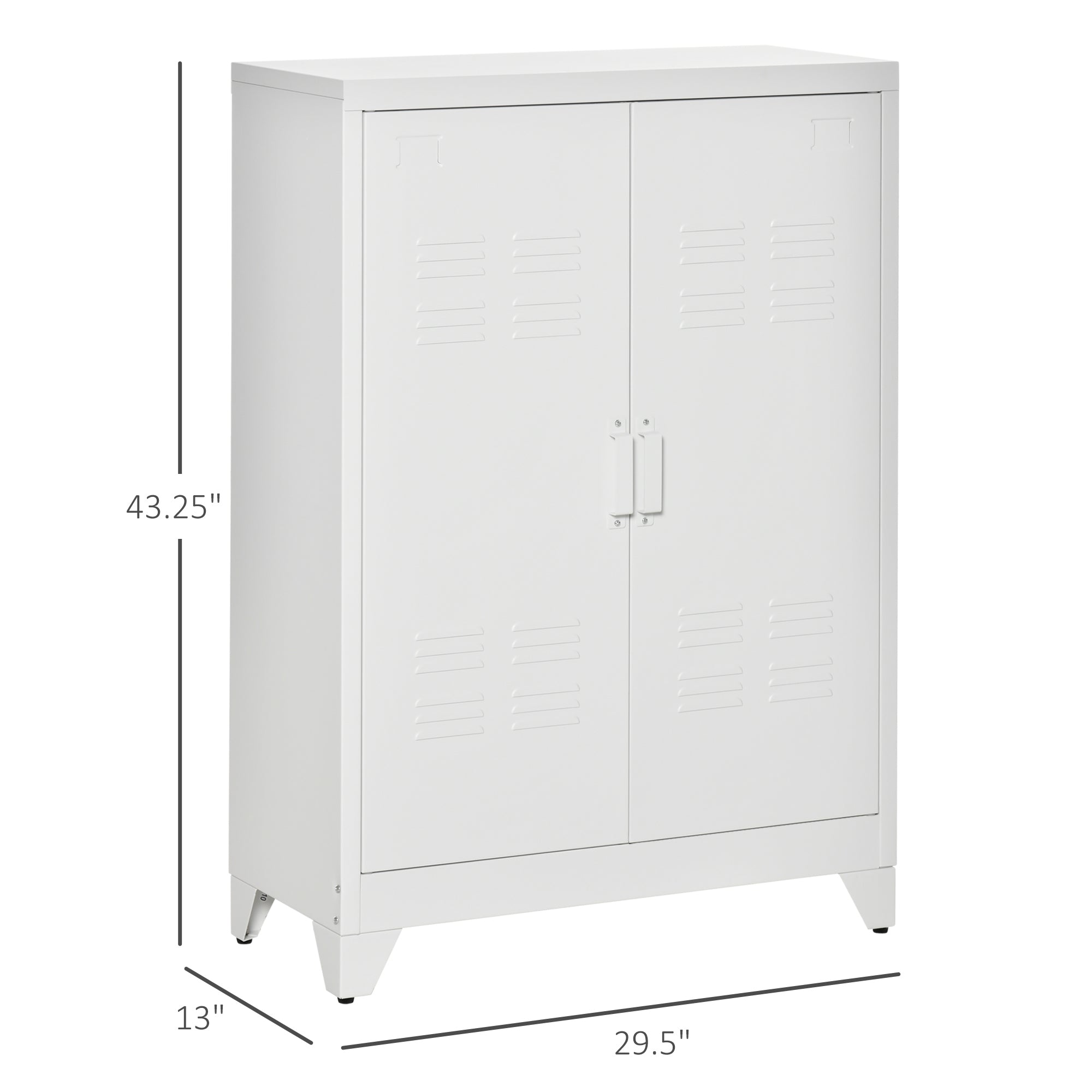 Industrial Storage Cabinet Steel Garage Cabinet with Double Doors and Adjustable Shelves White