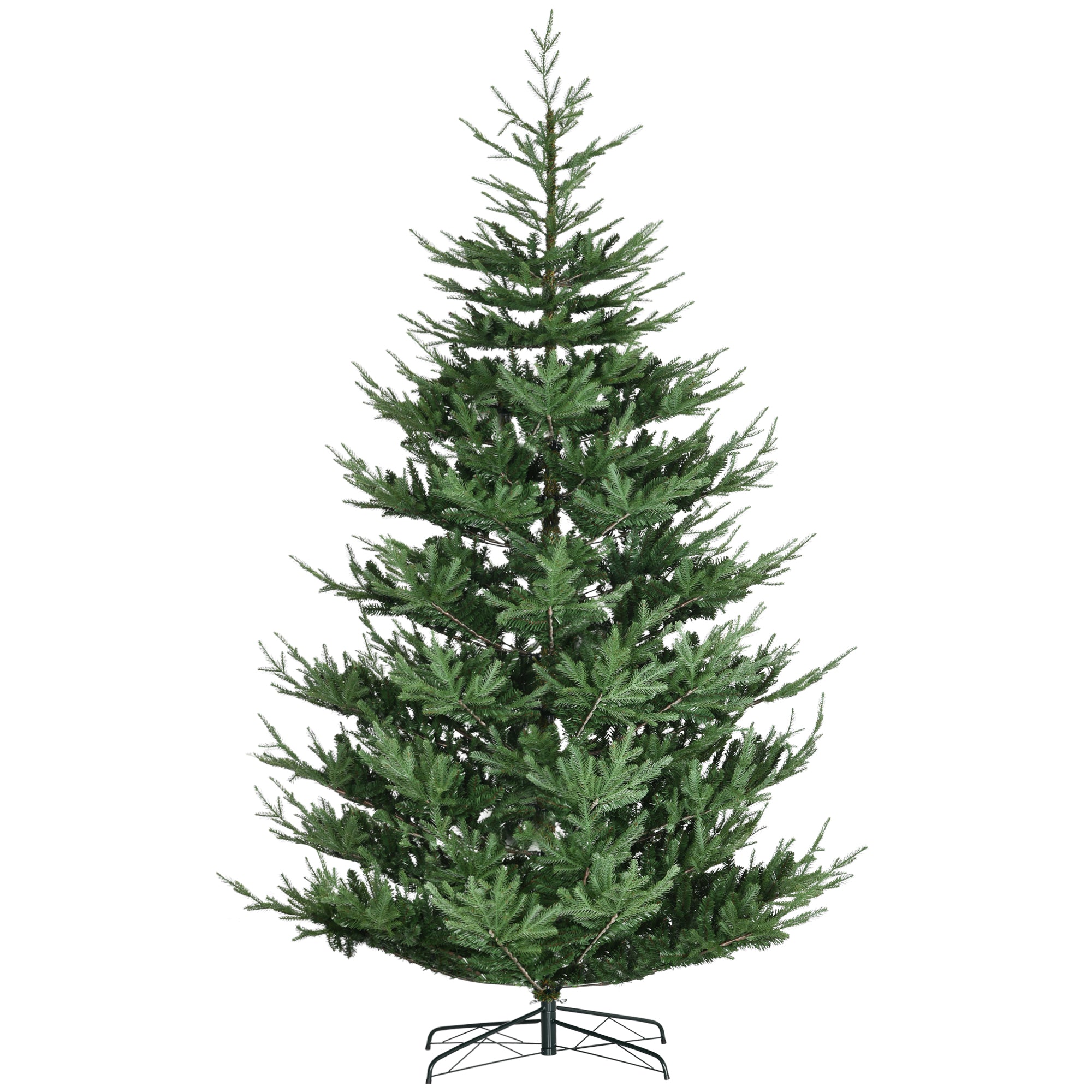 9ft Artificial Christmas Tree, Wide Pine Holidy Decor, Hinged Xmas Tree with 1939 Tips, Metal Base, Green