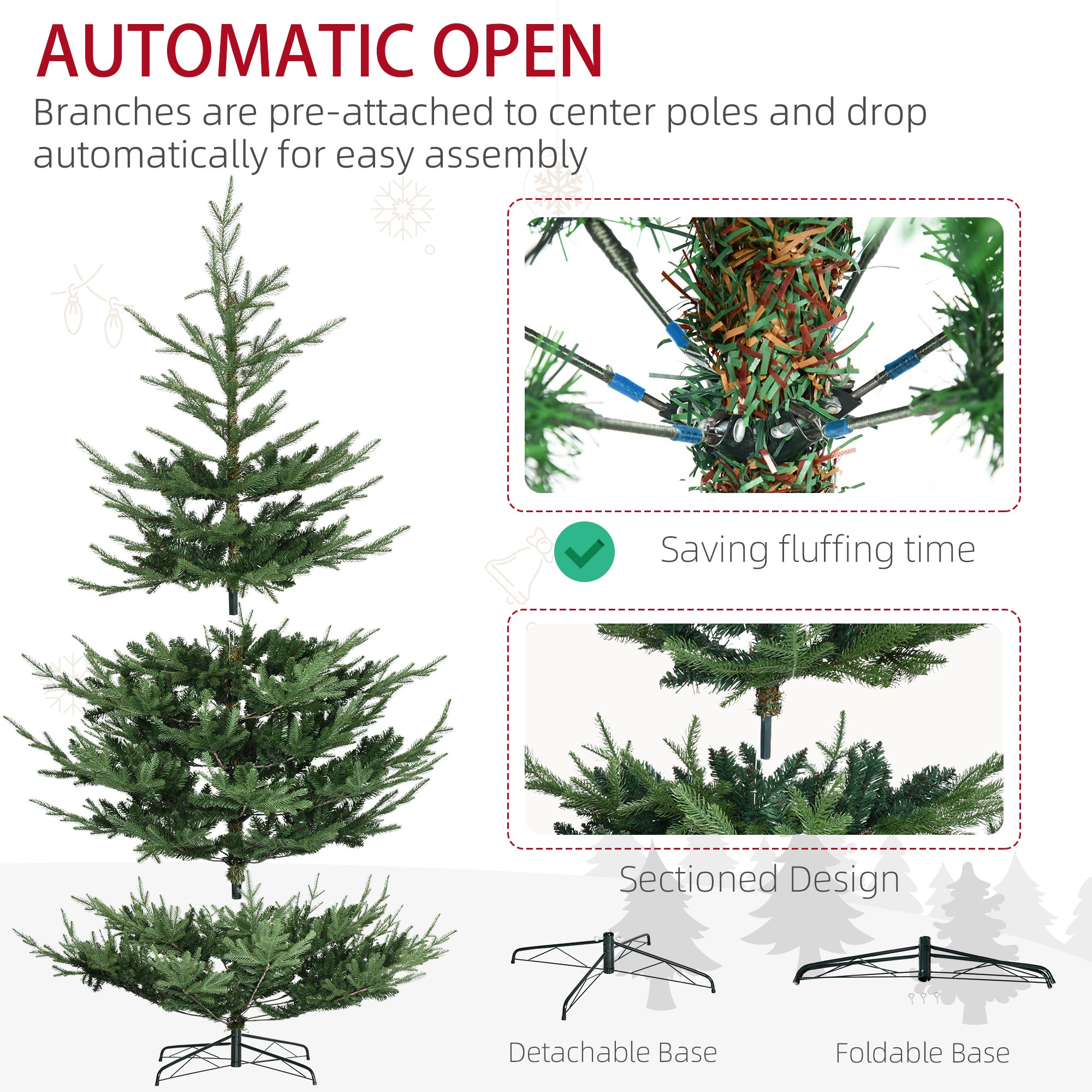 9 Foot Artificial Christmas Tree Pine Hinged Xmas Tree with 1939 Realistic Branches Green