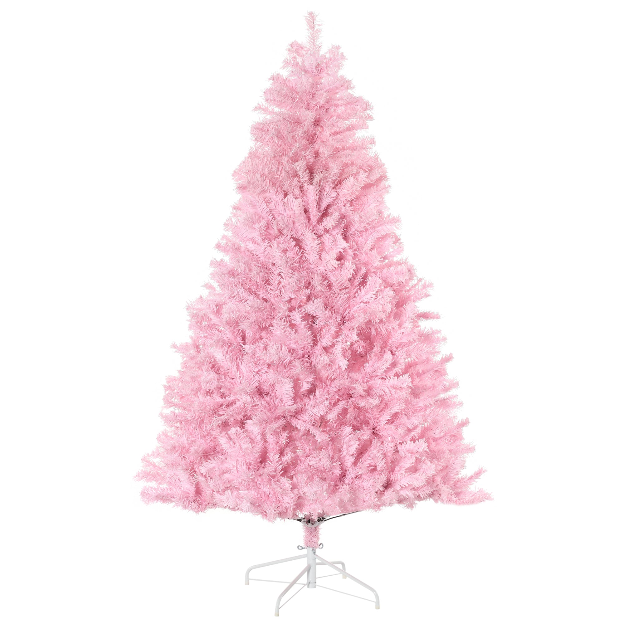 6' Artificial Pink Christmas Trees, with Auto Open, Steel Base, Wide Shape for Indoor Xmas Decoration