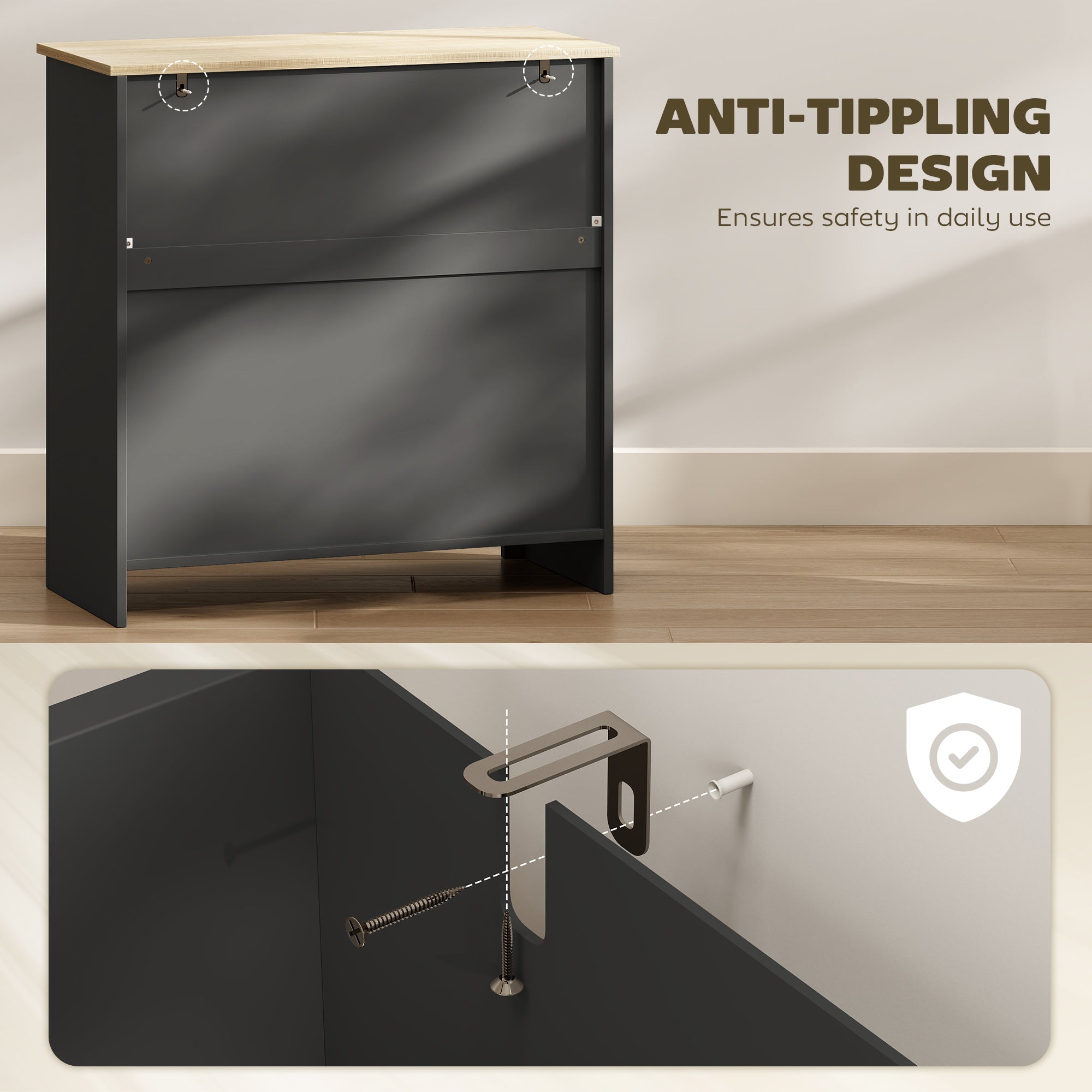 Sideboard Storage Cabinet, Modern Kitchen Cupboard with Adjustable Shelf, Drawer and Double Doors, Sideboard for Living Room, Dining Room, Hallway, Black