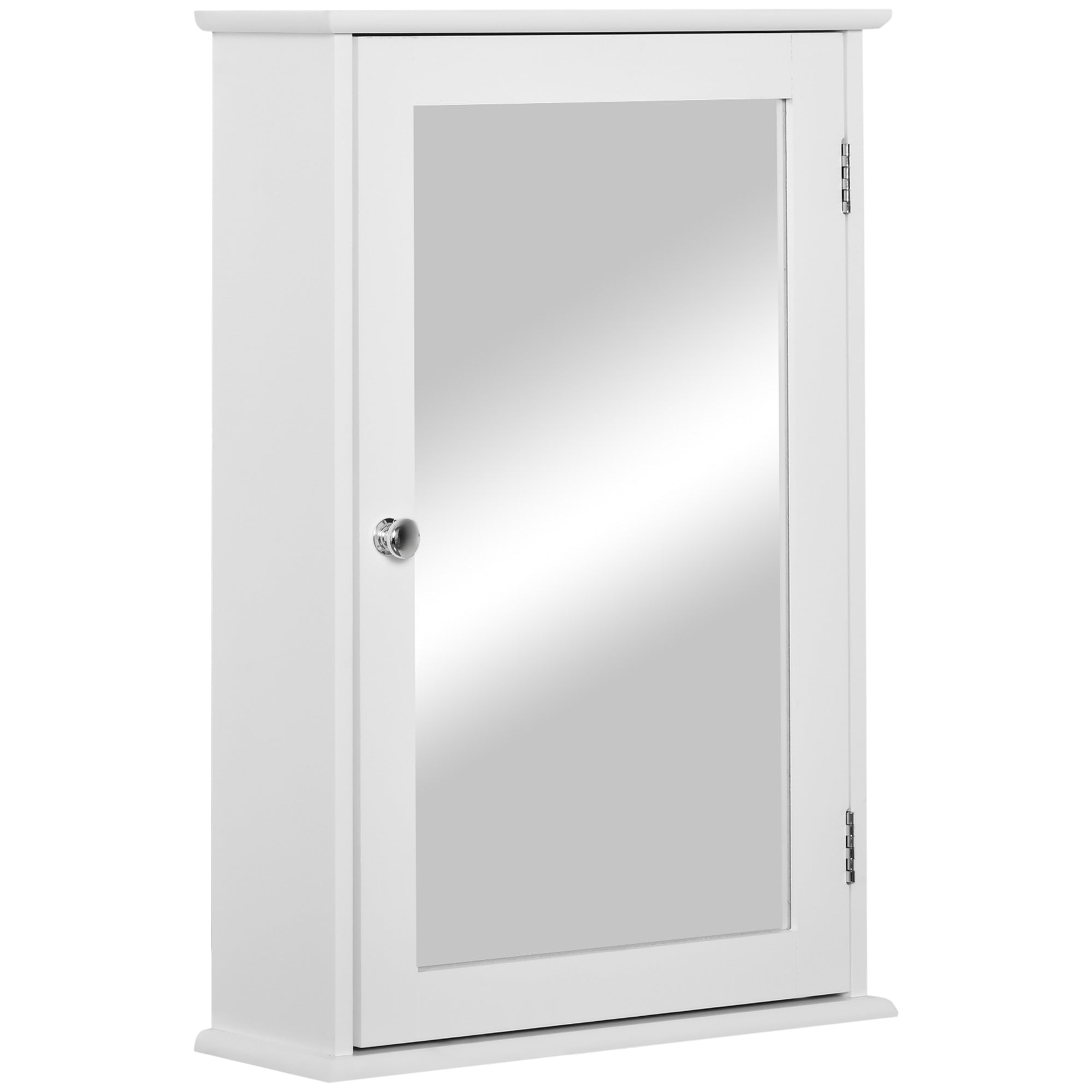 kleankin Bathroom Mirror Cabinet, Wall Mounted Medicine Cabinet, Storage Cupboard with Door and Shelves, White