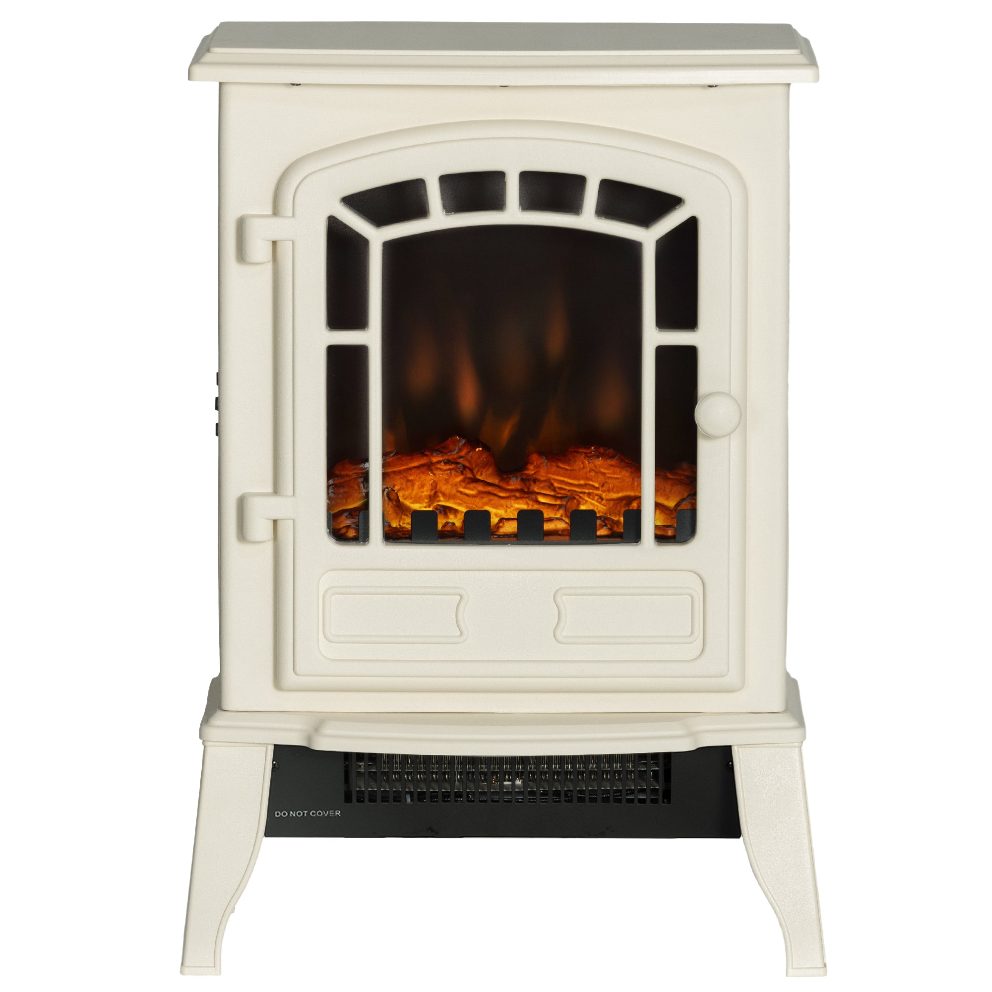 Realistic Electric Fireplace for Indoor Use 3D-Flame Freestanding Stove 750W/1500W Beige