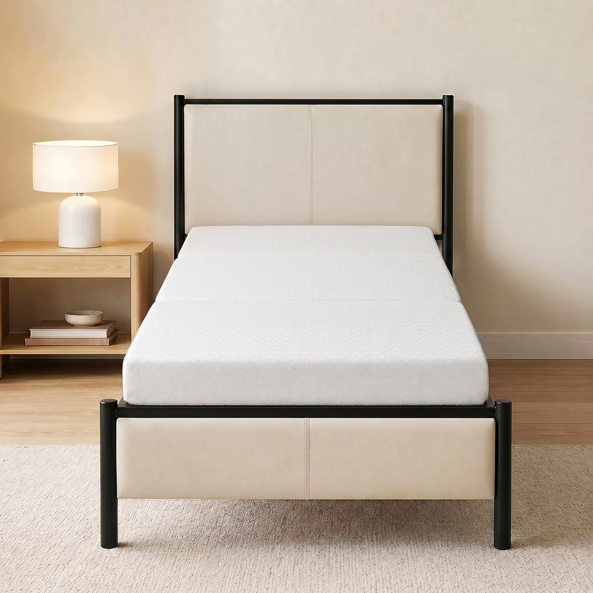 Foldable Mattress Twin Size, 6 Inch Tri Fold Memory Foam Mattress with Washable Cover & Non-Slip Bottom, Portable Floor Bed for RV, Guest, Travel, Camping, 75" x 38" x6"