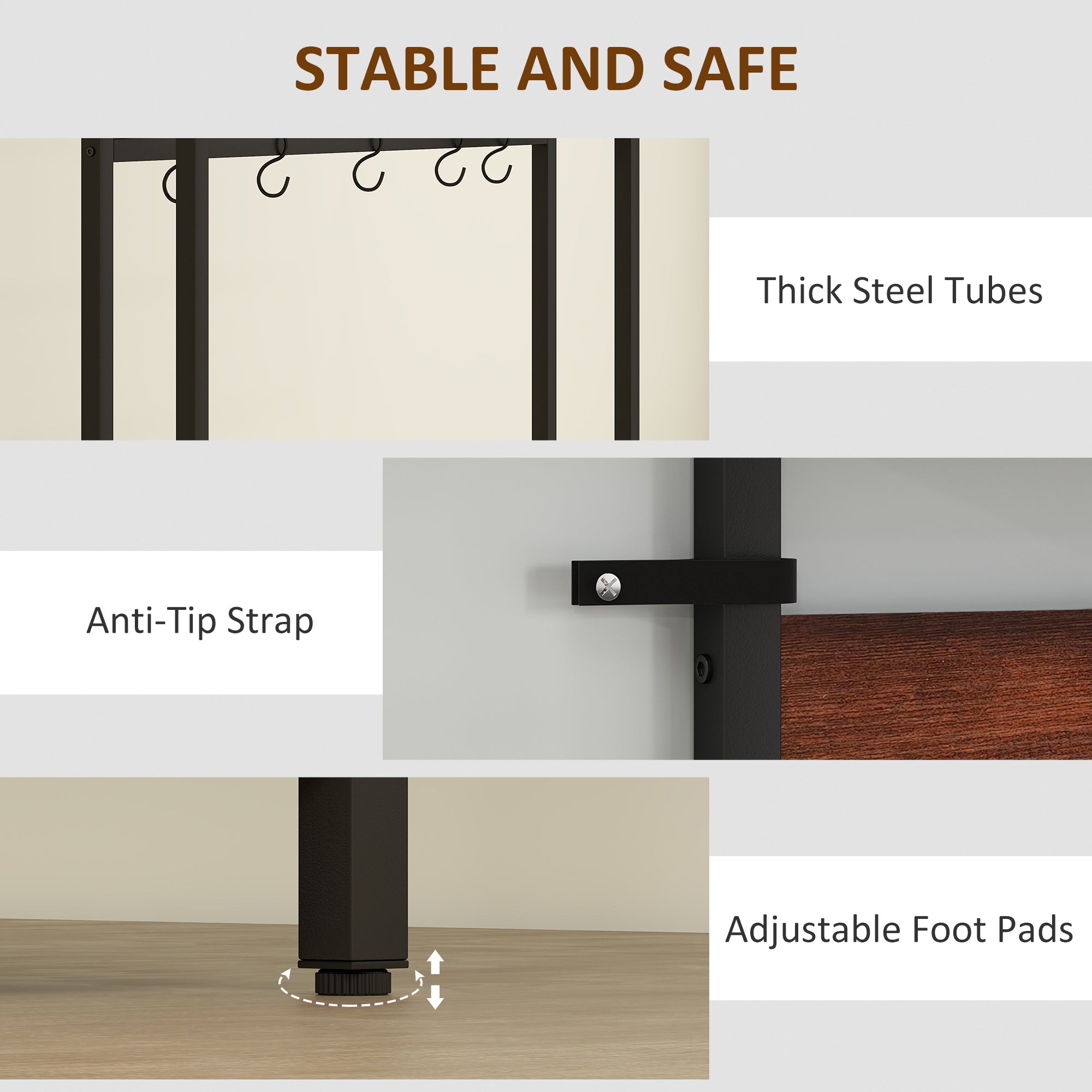 Coat Rack with Shoe Storage Bench and Grid Panel, Hall Tree, 5-In-1 Industrial Coat Rack Stand with Shoe Cabinet and 10 Hooks for Hallway, Entryway, Living Room, Rustic Brown