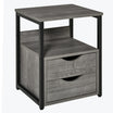 HOMCOM Nightstand with 2 Drawers, Industrial Side Table with Storage Shelf, Accent End Table for Bedroom, Grey