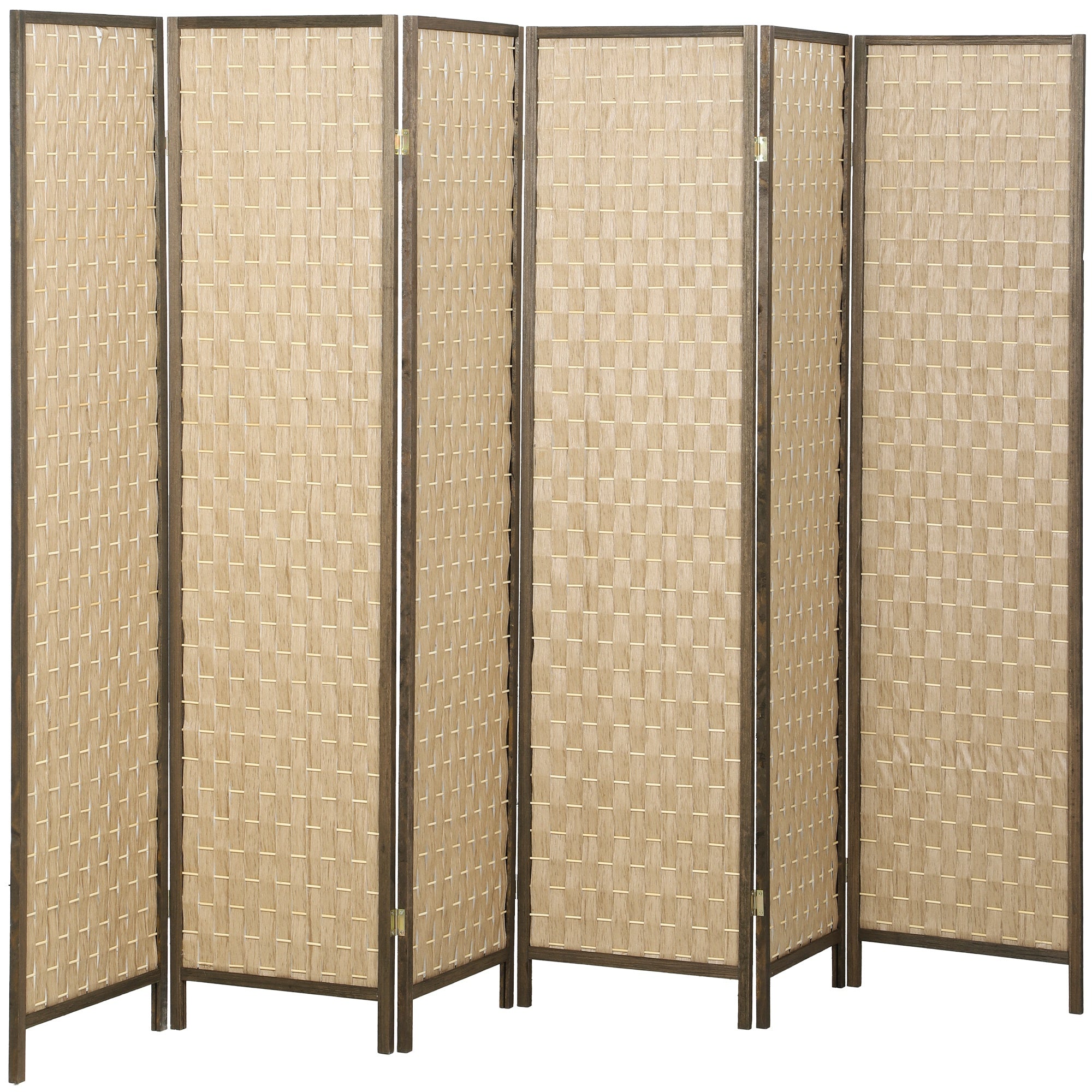 6 Panel Room Divider, 6 FT Lightweight Folding Privacy Screen, Freestanding Handwoven Partition for Living Room Bedroom Office, Brown
