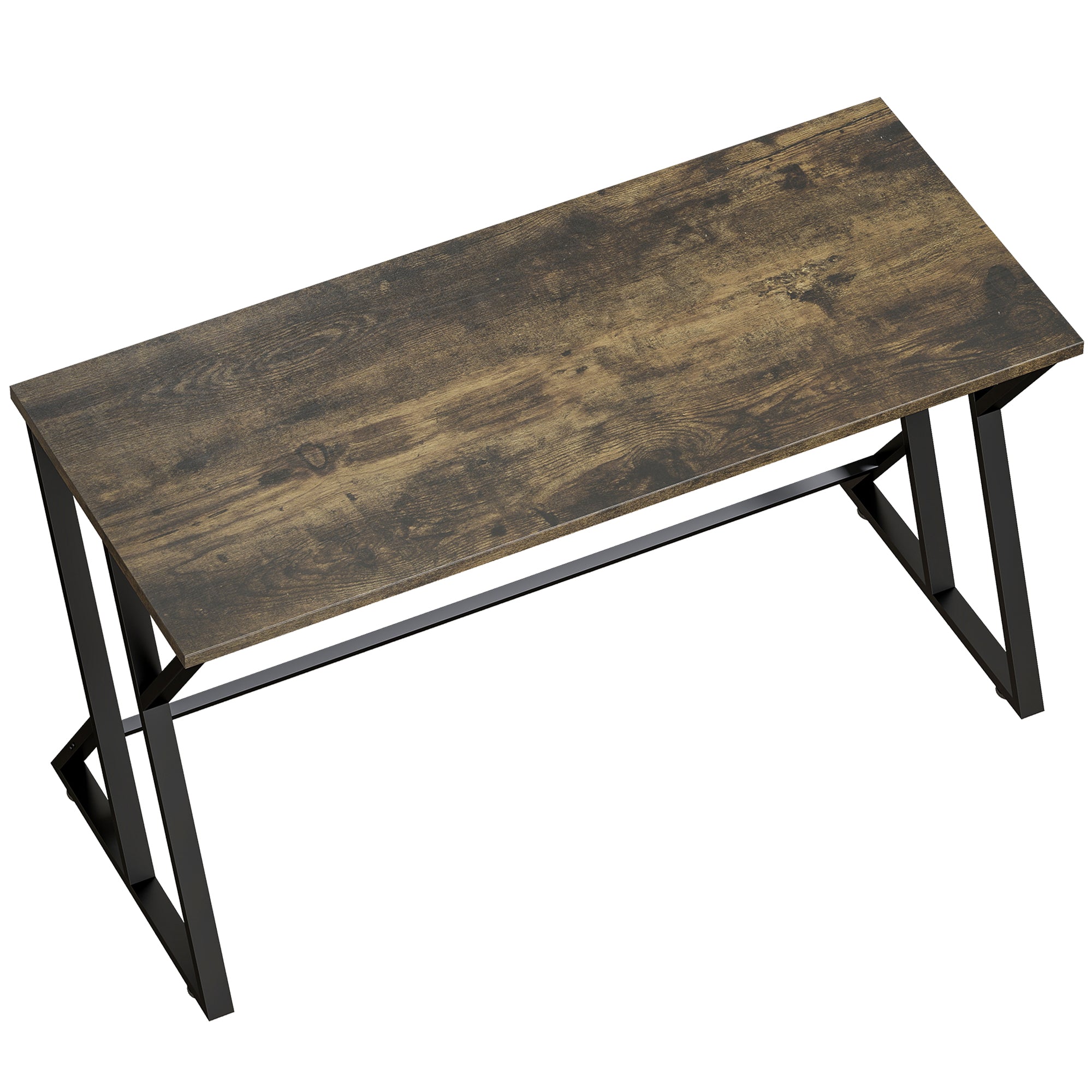 55 Inch Computer Desk, Industrial Writing Desk with Z-Shaped Metal Leg, Study Table for Home Office, Bedroom, Small Spaces, Rustic Brown