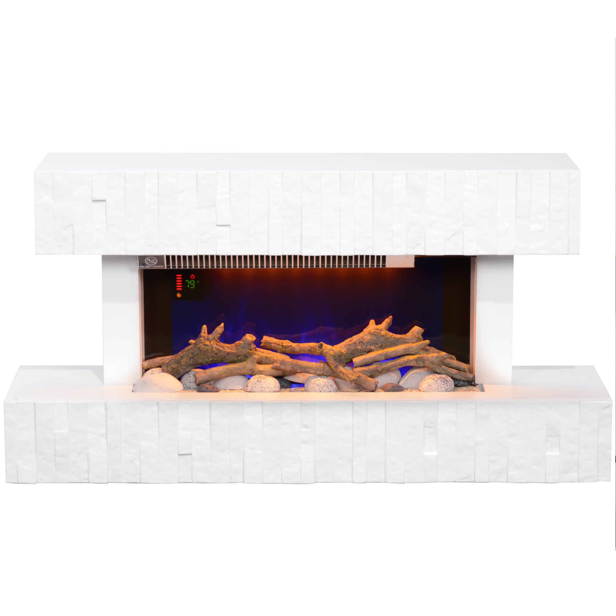 HOMCOM 32 Inches Electric Fireplace with Mantel Surround, 1500W Replaceable Fireplace Insert Heater with Remote Control, Freestanding Fireplace Heater for Living Room, White