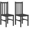 Farmhouse Dining Table Chairs, Set of 2 Pine Wood Kitchen Table Chairs with Slat Back for Living Room, Bedroom, Black