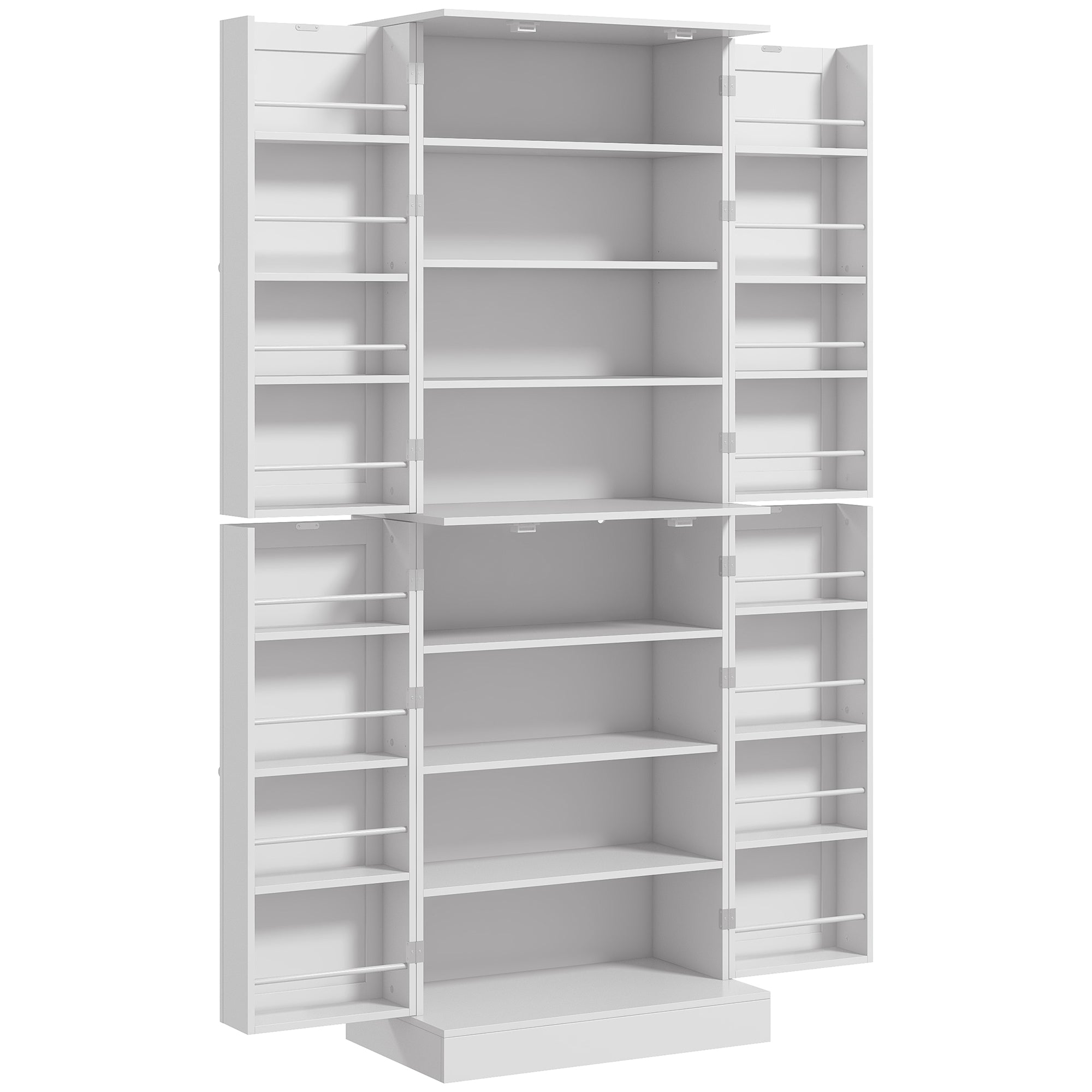 65" Kitchen Pantry Cabinet, Modern Kitchen Pantry with Doors and Shelves, Freestanding Buffet Storage Cabinet with Spice Racks for Dining Room, White