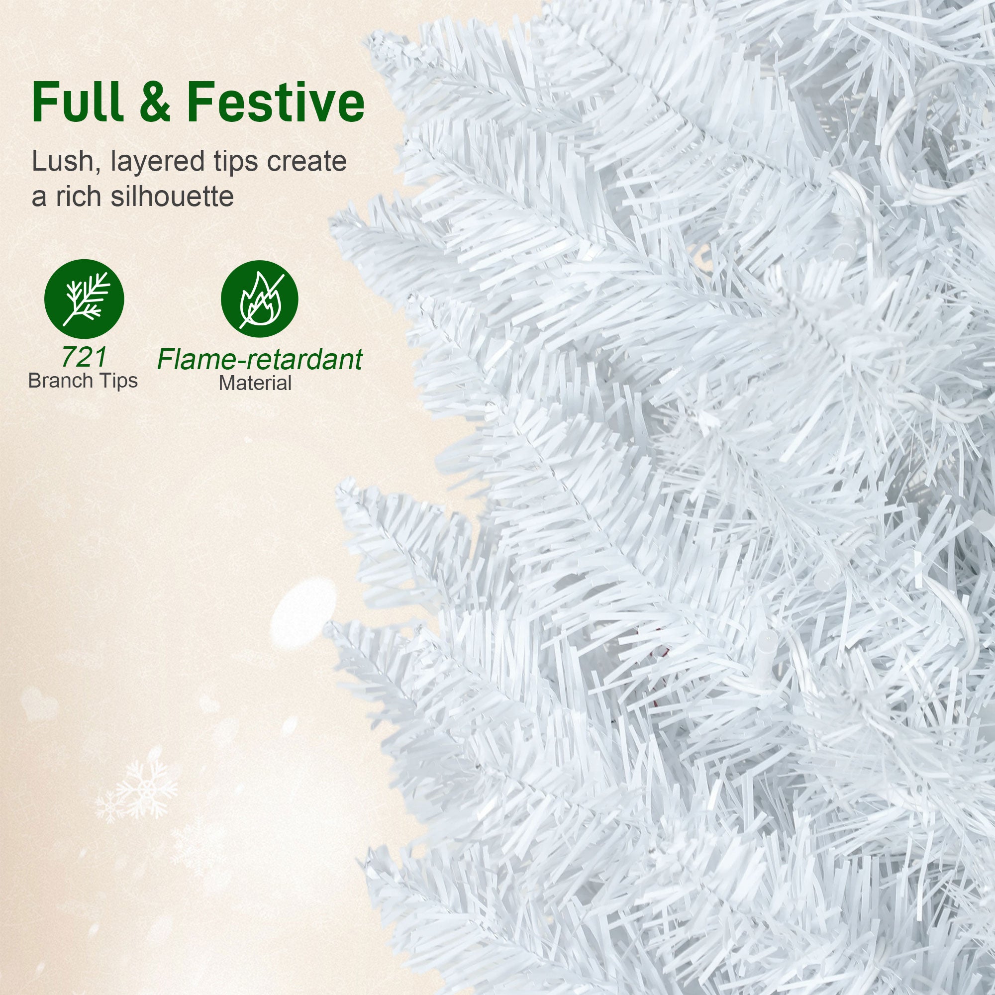 9ft Prelit Christmas Tree with Colourful DIY Synchronized LED Lights, Hinged Pencil Xmas Tree with Remote, 12 Modes, Daily Timer, Adjustable Brightness and Speed, White