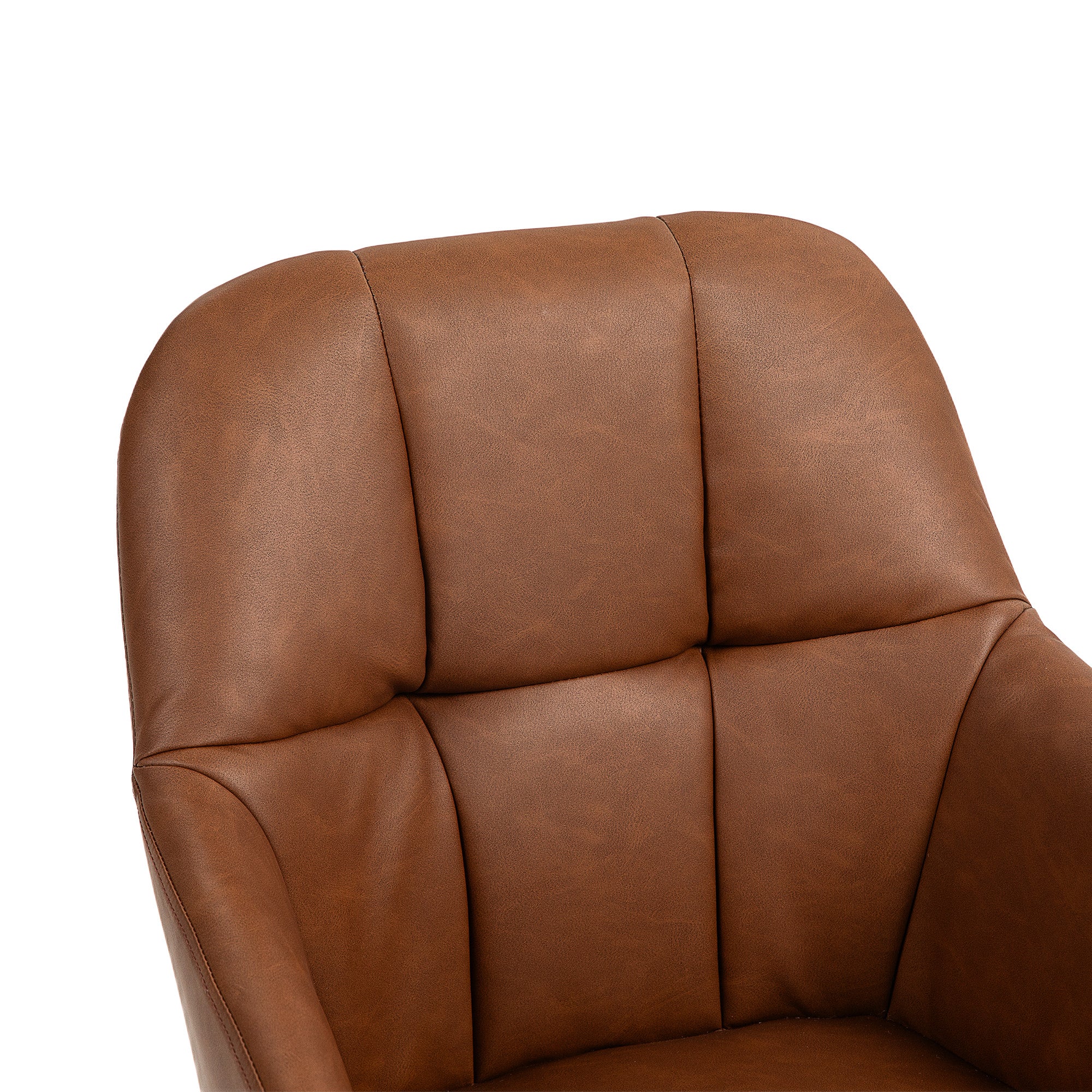 HOMCOM Computer Desk Chair, PU Leather Swivel Office Chair, Makeup Vanity Chair with Height Adjustable, Wheels, for Home Study Bedroom, Brown