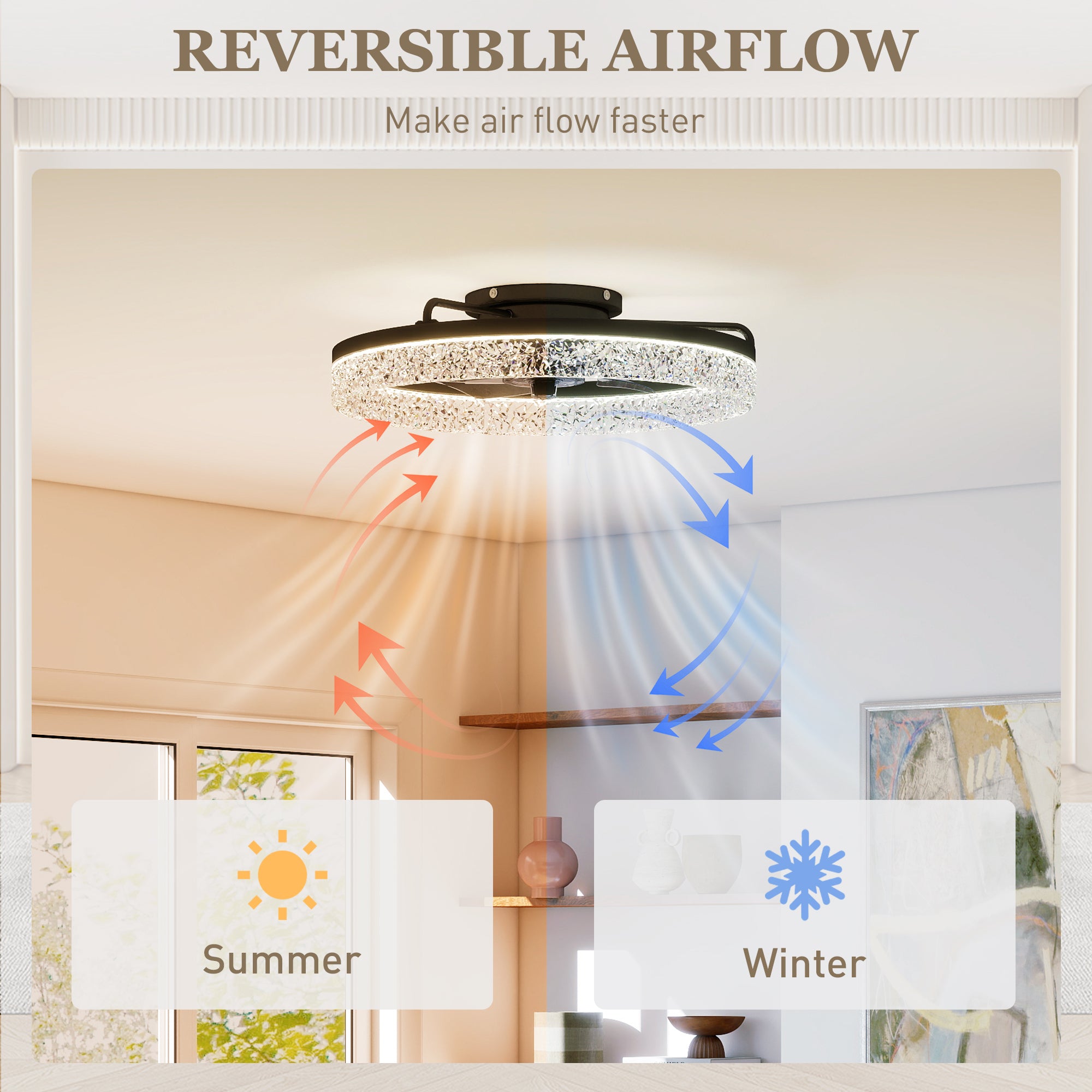 Ceiling Fans with Lights and Remote & App Control, 50 cm Modern LED Ceiling Fan Light with 3 Colour Temperatures, 6 Speed, Timer, Dimmable, Quiet Reversible DC Motor, for Bedroom, Study, Black