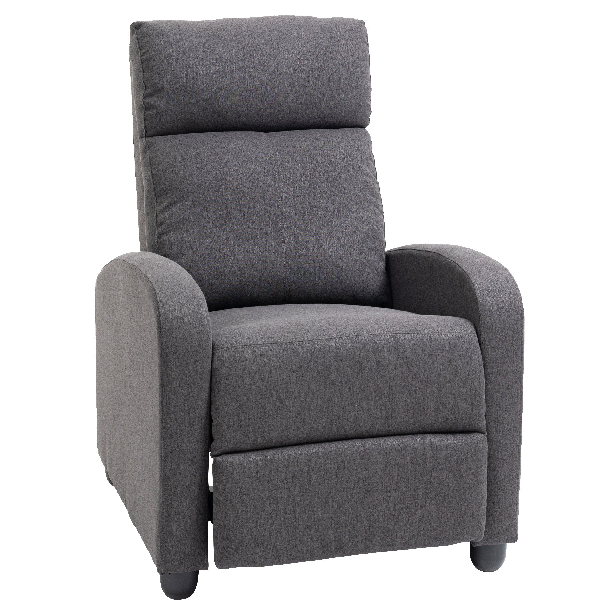 HOMCOM Push Back Recliner Chair, Fabric Home Theater Seating, Single Reclining Sofa Chair with Padded Seat for Living Room, Dark Grey