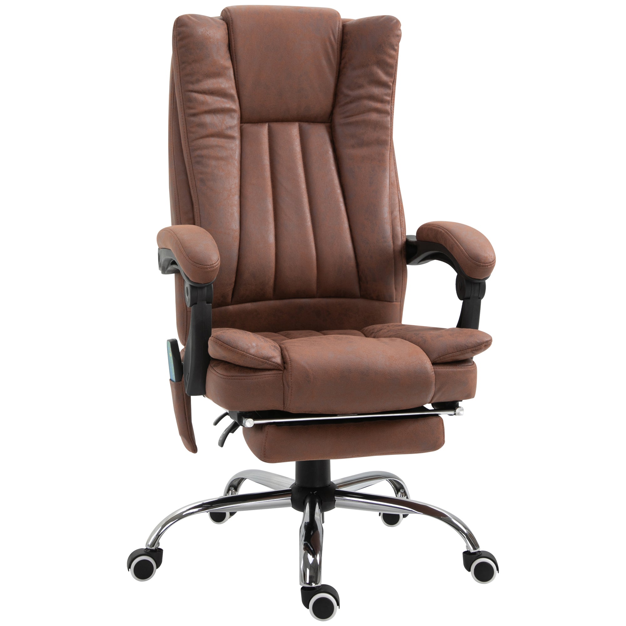 Vinsetto Executive Office Chair with Vibration Massage, Microfiber Reclining Computer Chair with Footrest, Adjustable Height, Swivel Wheels, Brown