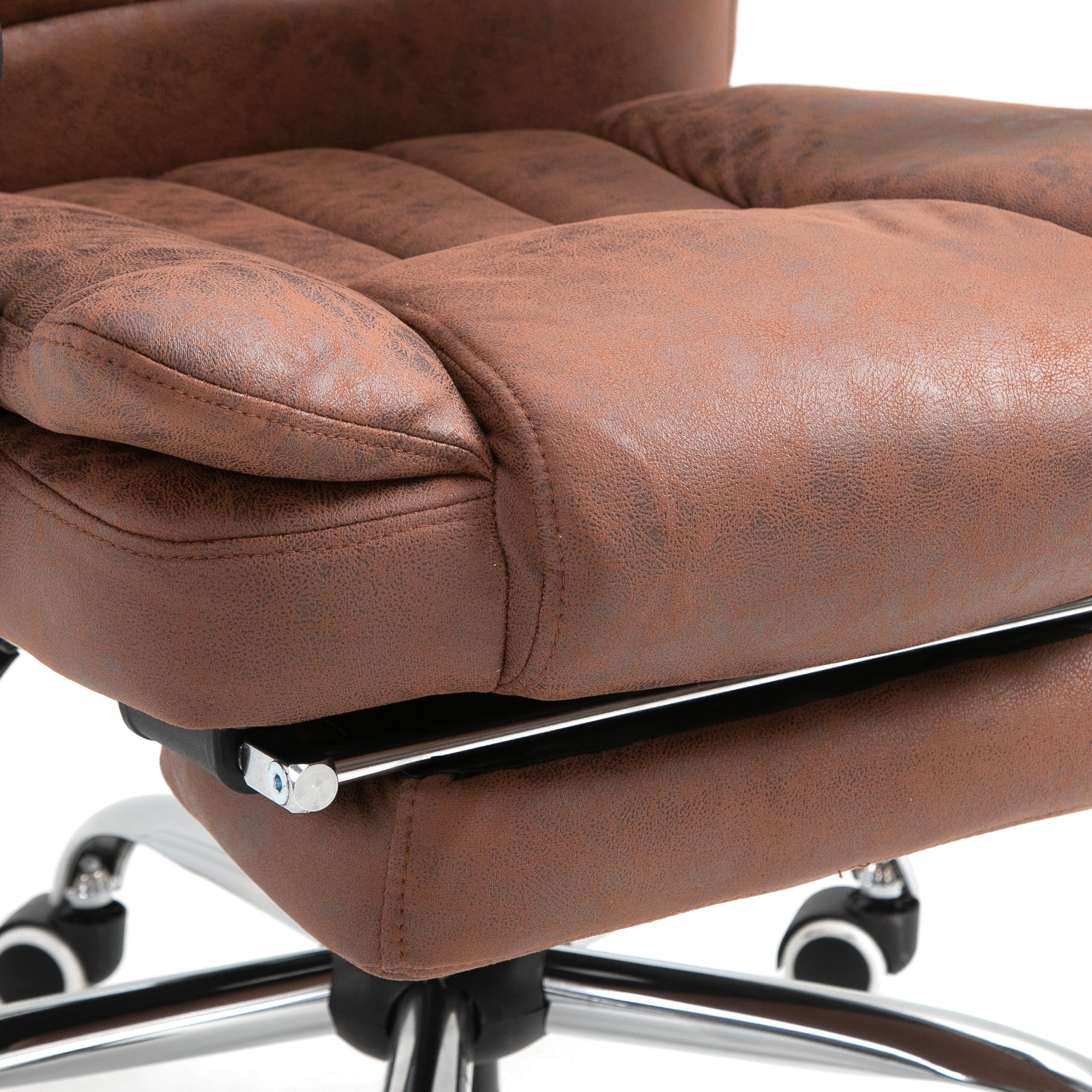 Vinsetto Executive Office Chair with Vibration Massage, Microfiber Reclining Computer Chair with Footrest, Adjustable Height, Swivel Wheels, Brown