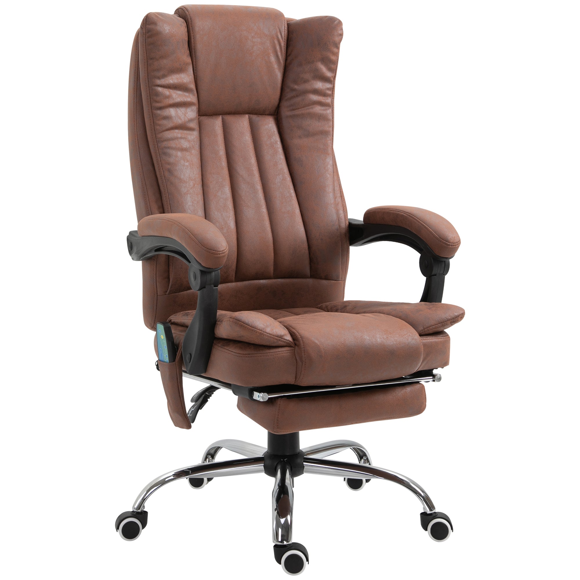 Vinsetto Executive Office Chair with Vibration Massage, Microfiber Reclining Computer Chair with Footrest, Adjustable Height, Swivel Wheels, Brown