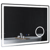 Bathroom Mirror with Dimming LED Lights and 3X Magnifying Mirror, 80x60cm