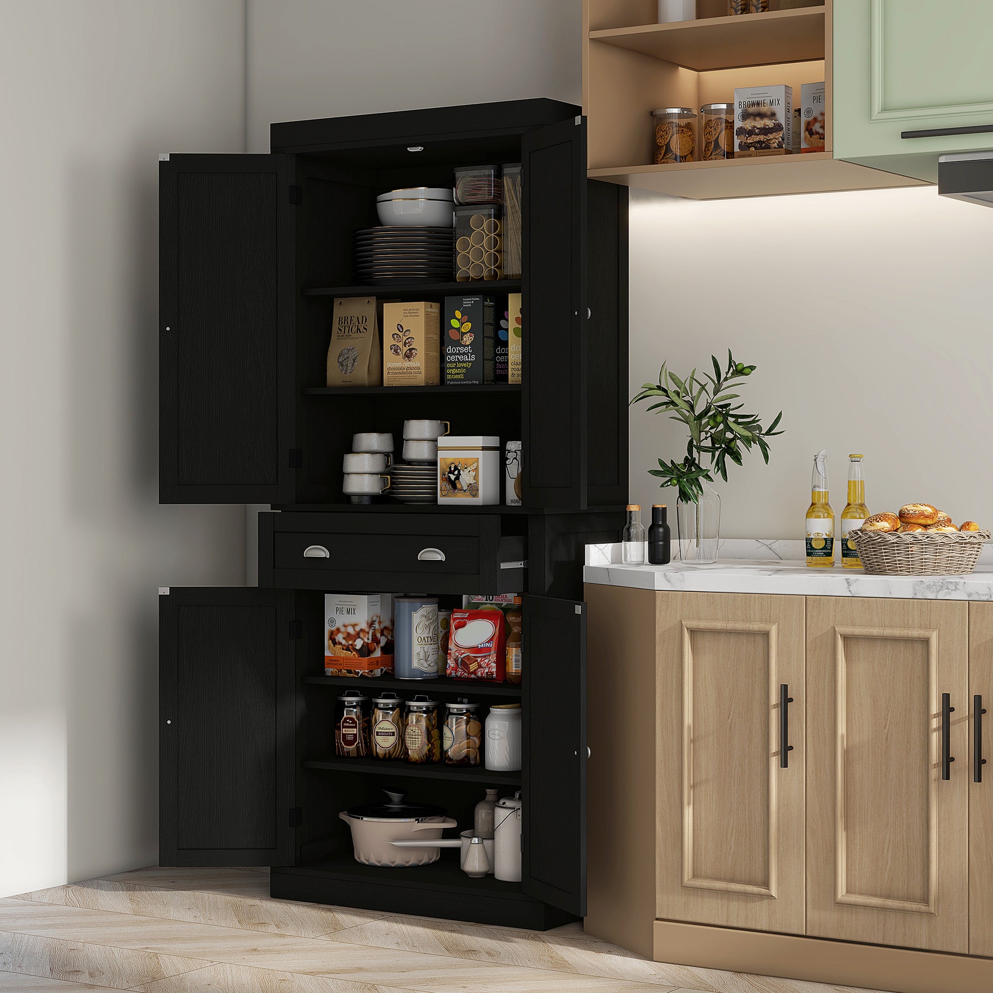 HOMCOM Kitchen Pantry Cabinet - Thumbnail 4