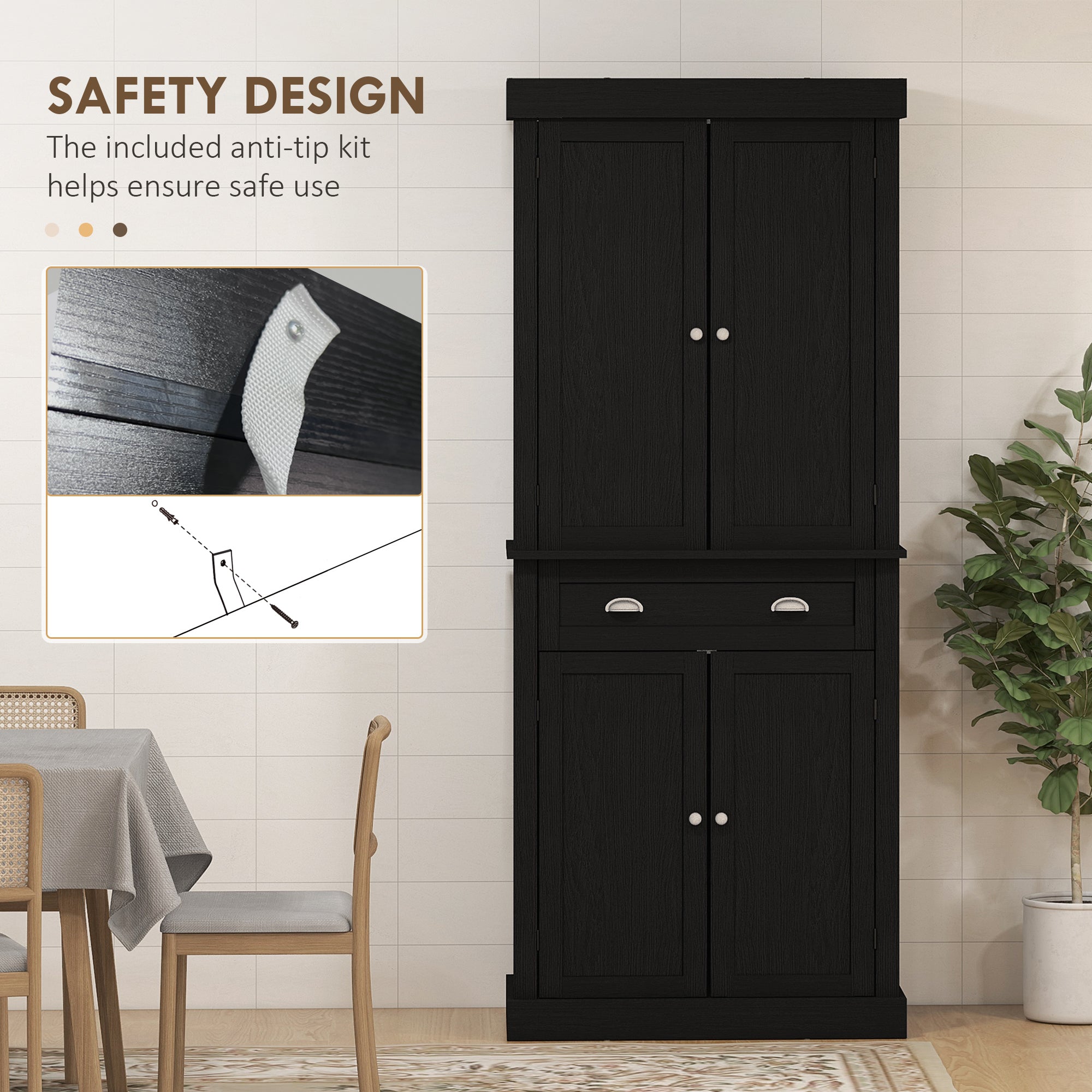 HOMCOM Kitchen Pantry Cabinet - Thumbnail 5