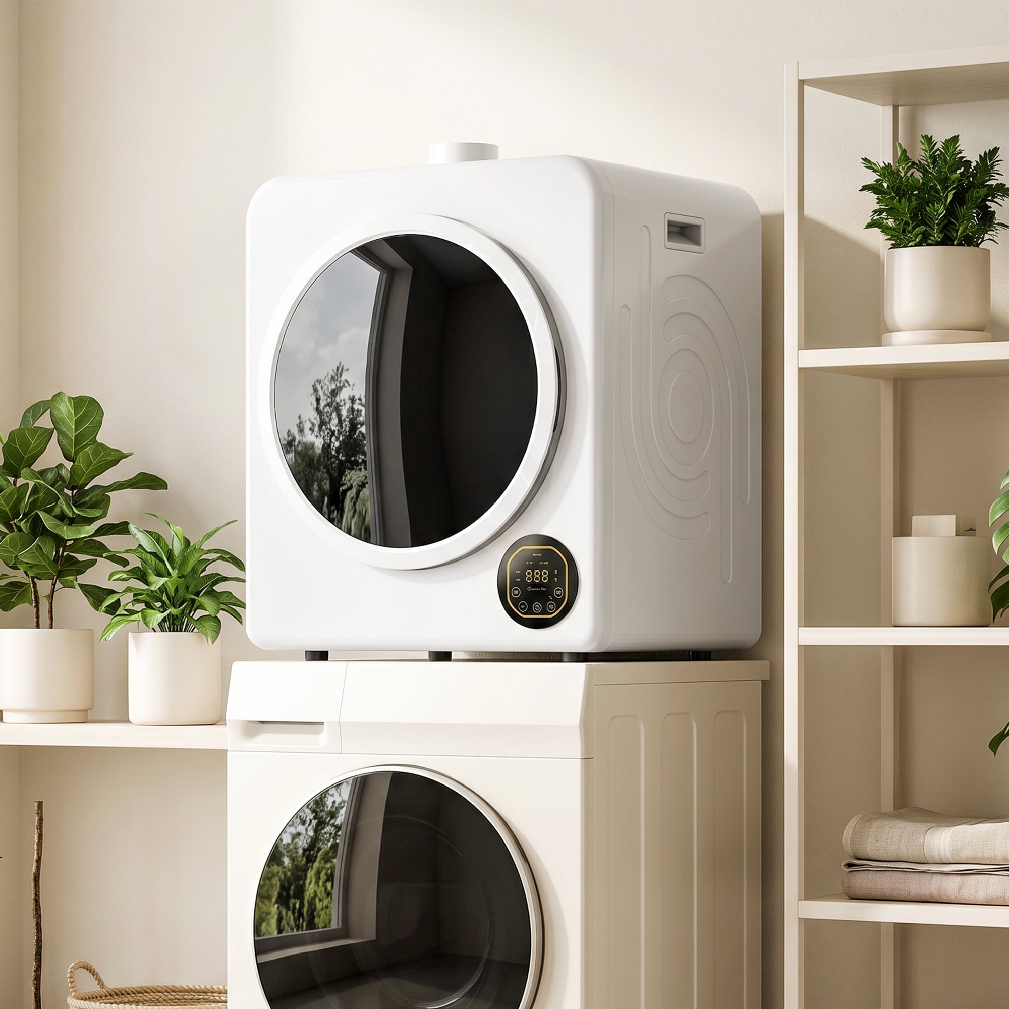 Electric Portable Clothes Dryer, 18 lbs Compact Laundry Dryer 1300W with Stainless Steel Tub, Touch Panel, 6 Drying Modes, Front Load Drying Machine for Apartments, Dorms