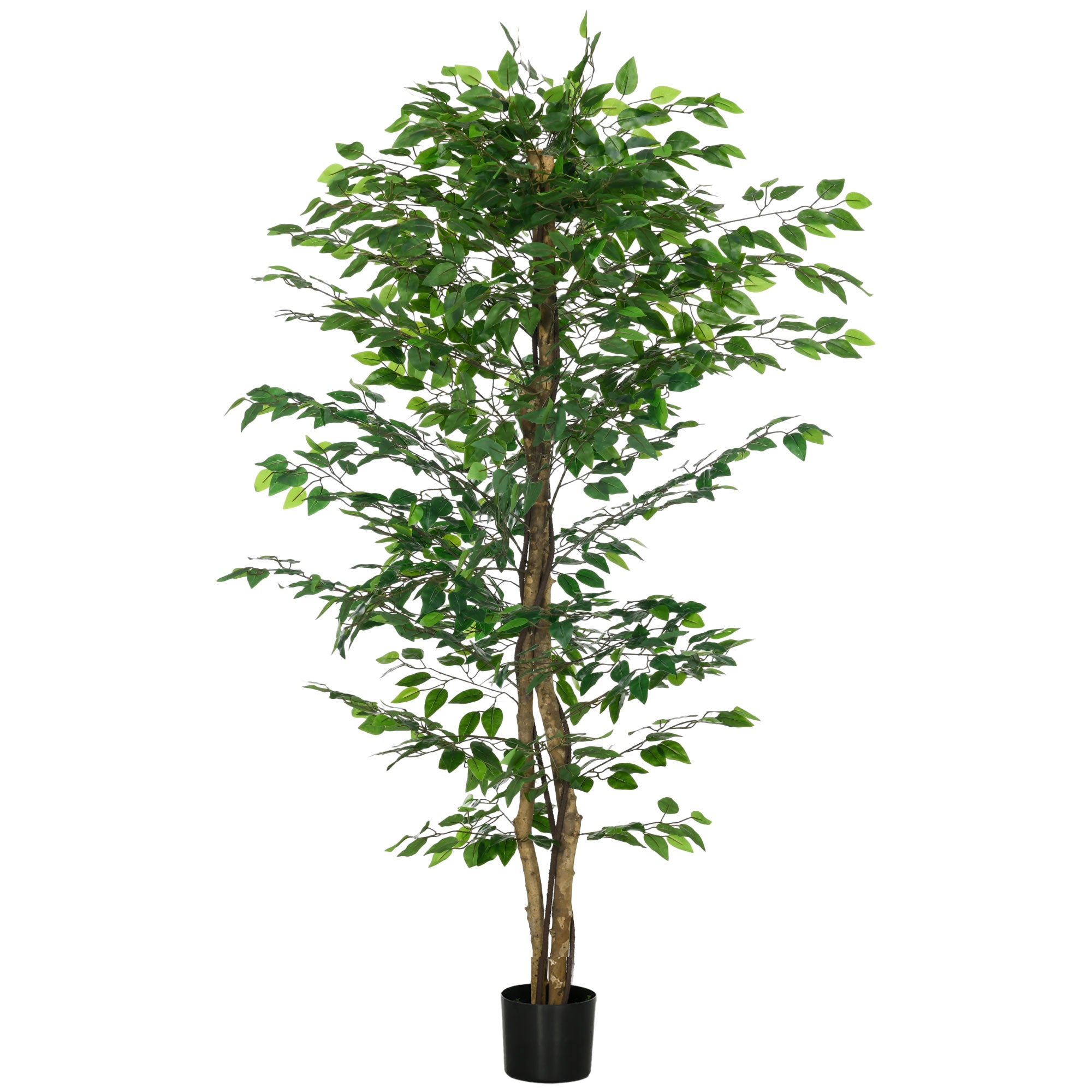 6ft Artificial Tree, Indoor Outdoor Fake Ficus with Pot, for Home Office Living Room Decor