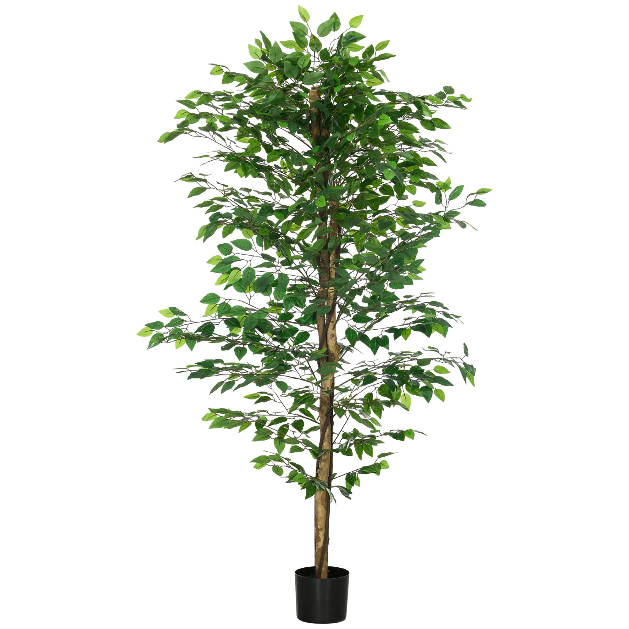 6ft Artificial Tree, Indoor Outdoor Fake Ficus with Pot, for Home Office Living Room Decor