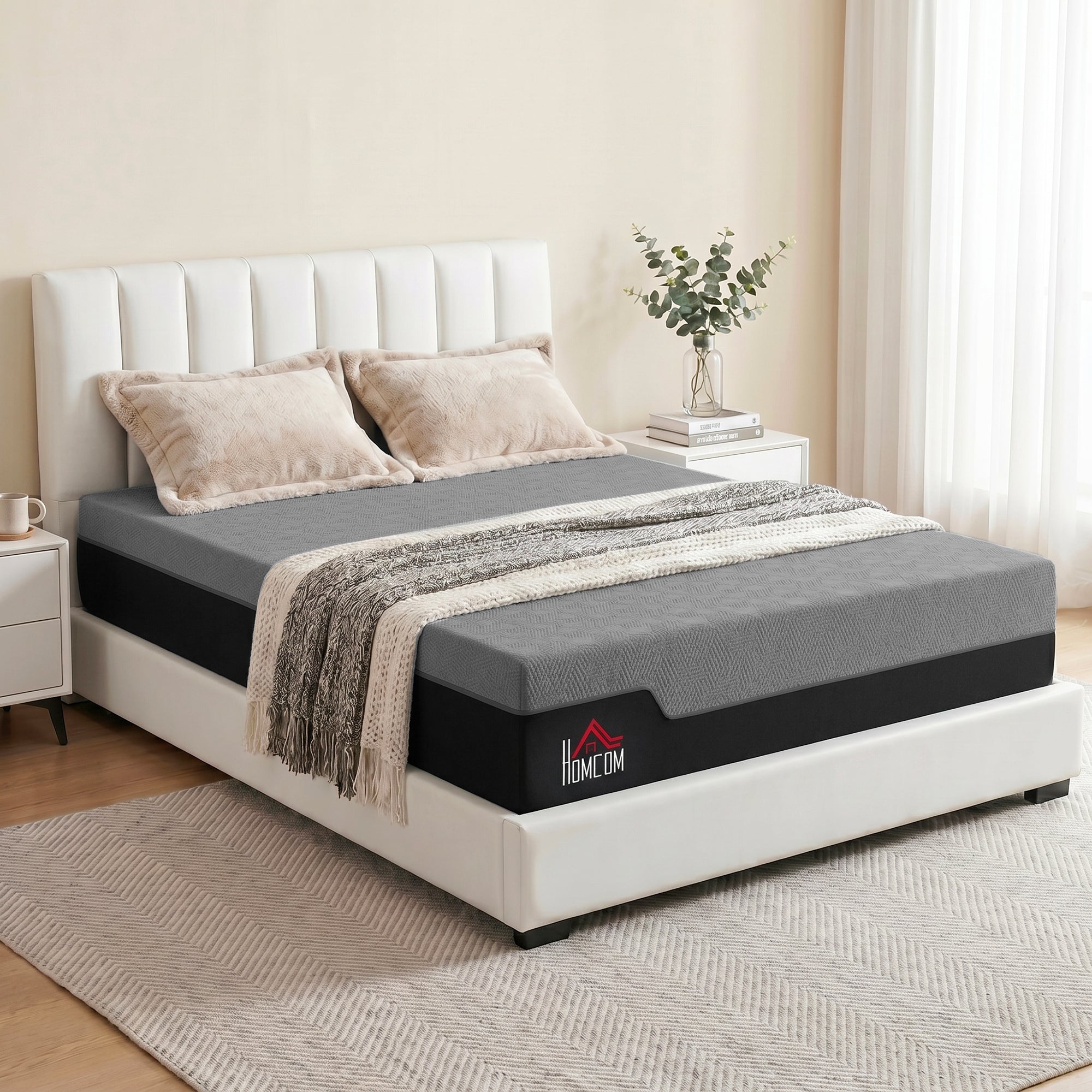 Queen Mattress, 14 Inch Gel Cooling Memory Foam Mattress for Cool Night Sleep, Graphene Bed in a Box for Pressure Relief, with Washable Cover, Made in USA, CertiPUR-US Certified, Medium Firm