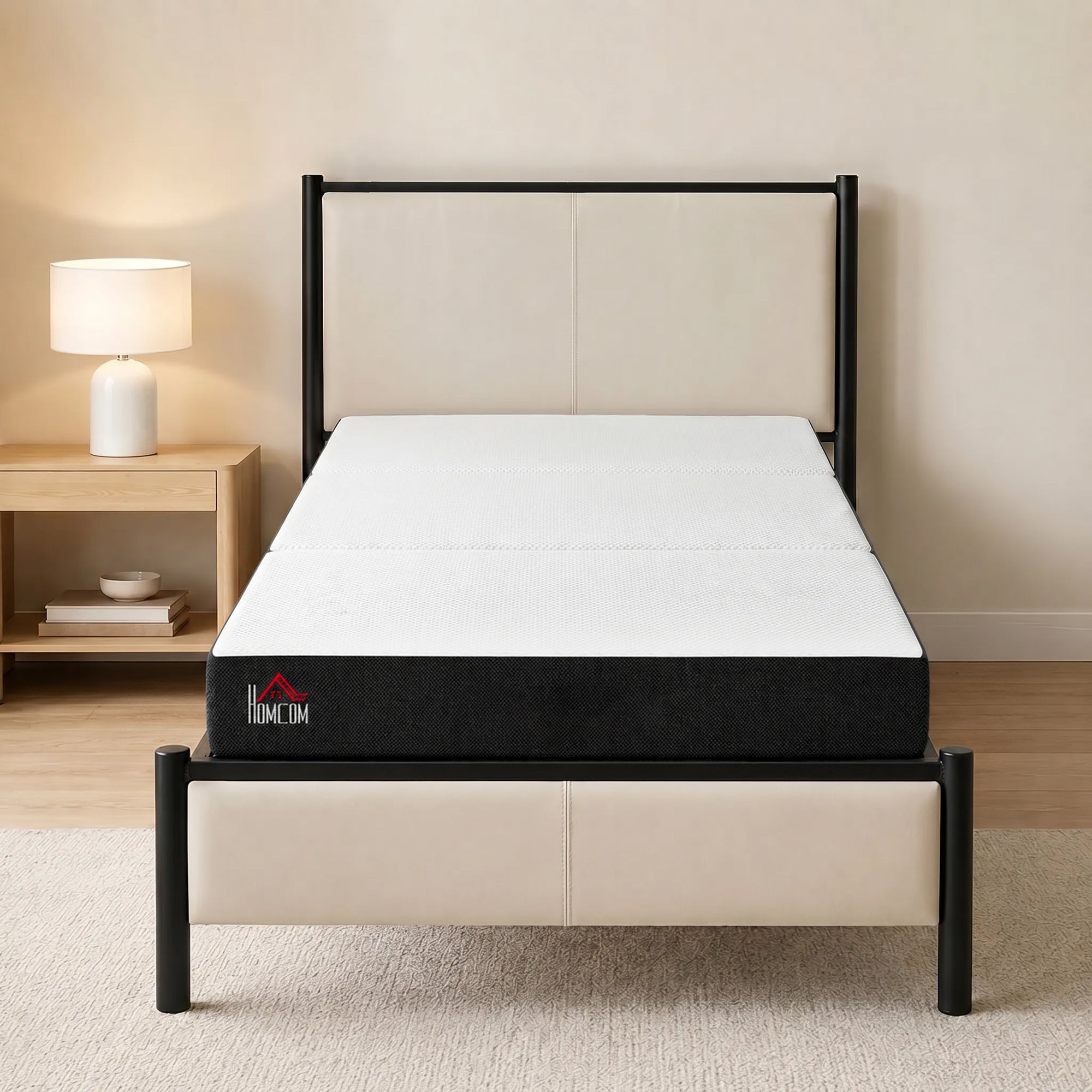 Trifold Mattress, 6 Inch Memory Foam Foldable Mattress, Twin Portable Folding Floor Bed with Washable Cover, Cooling Gel Topper for Guest, Camping, RV, Travel, Yoga, Made in USA, 75" x 38" x 6"