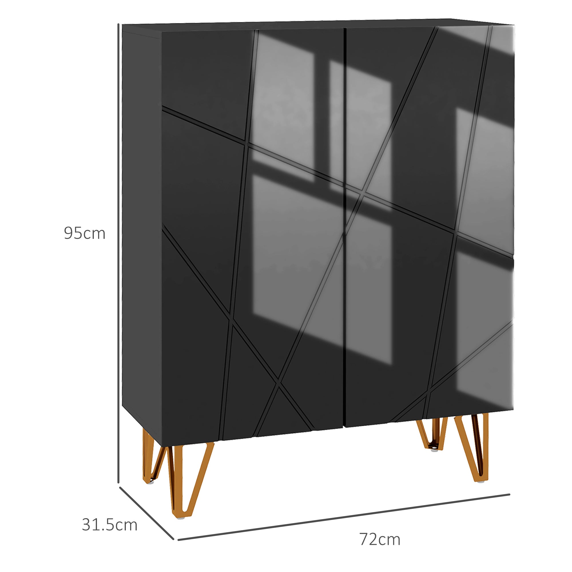 HOMCOM Narrow Shoe Cabinet with High Gloss, Slim Shoe Storage Cabinet with Soft-Close Hinges and Adjustable Shelves for 15-20 Pairs of Shoes, Black