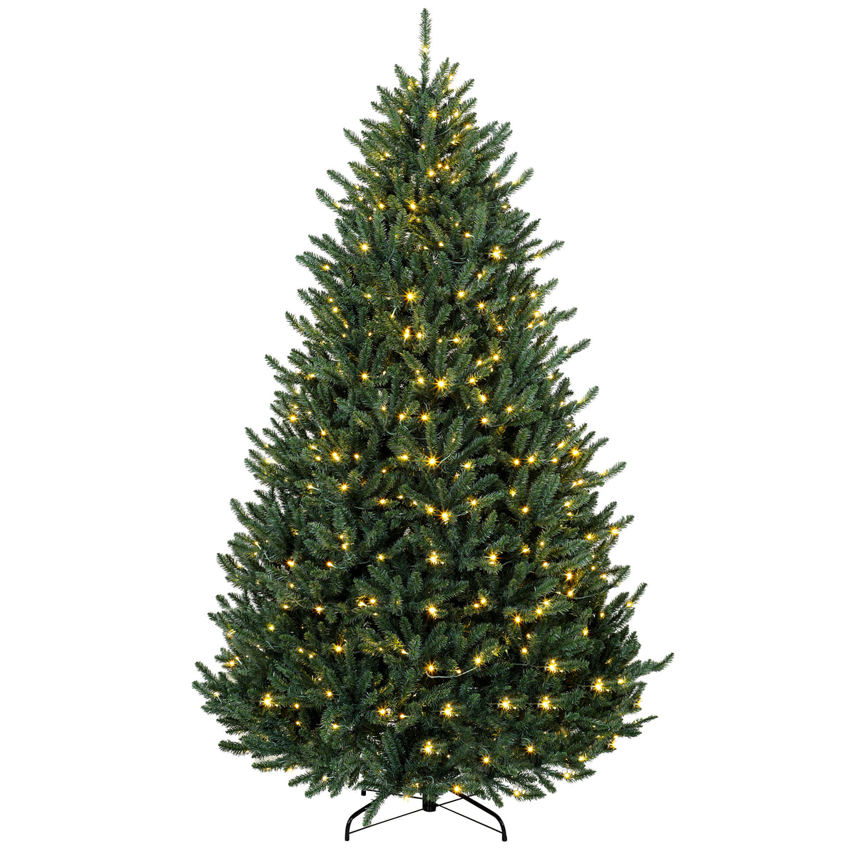 7.5ft Prelit Christmas Tree, Wide Colorado Blue Spruce, Easy Plug, Artificial Hinged Xmas Tree with 690 Warm White & Multi-Colour LED Lights, 2626 Tips for Holiday, Green