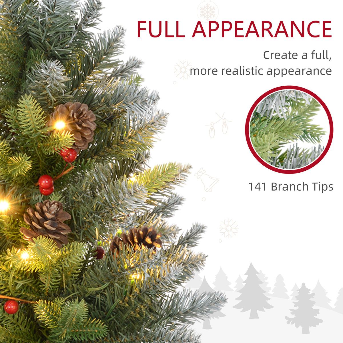 Set of 2 2ft Pre-Lit Artificial Christmas Trees with 20 Warm White Lights and 141 Tips, Burlap Base, Xmas Tree for Home Office Holiday, Green
