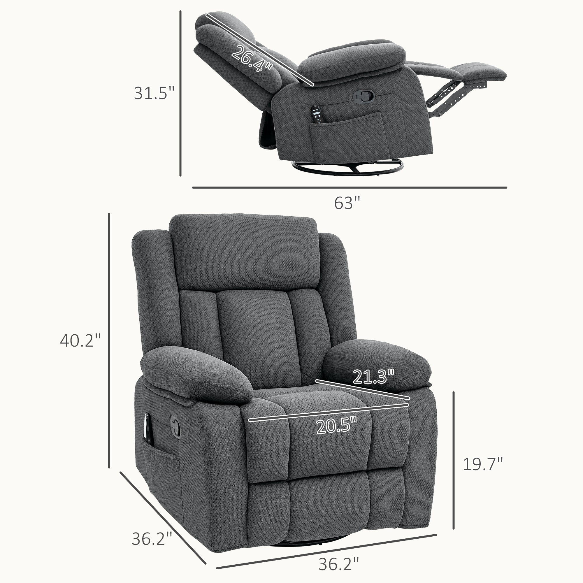 Oversized Recliner Massage Armchair w/ Vibration Massage