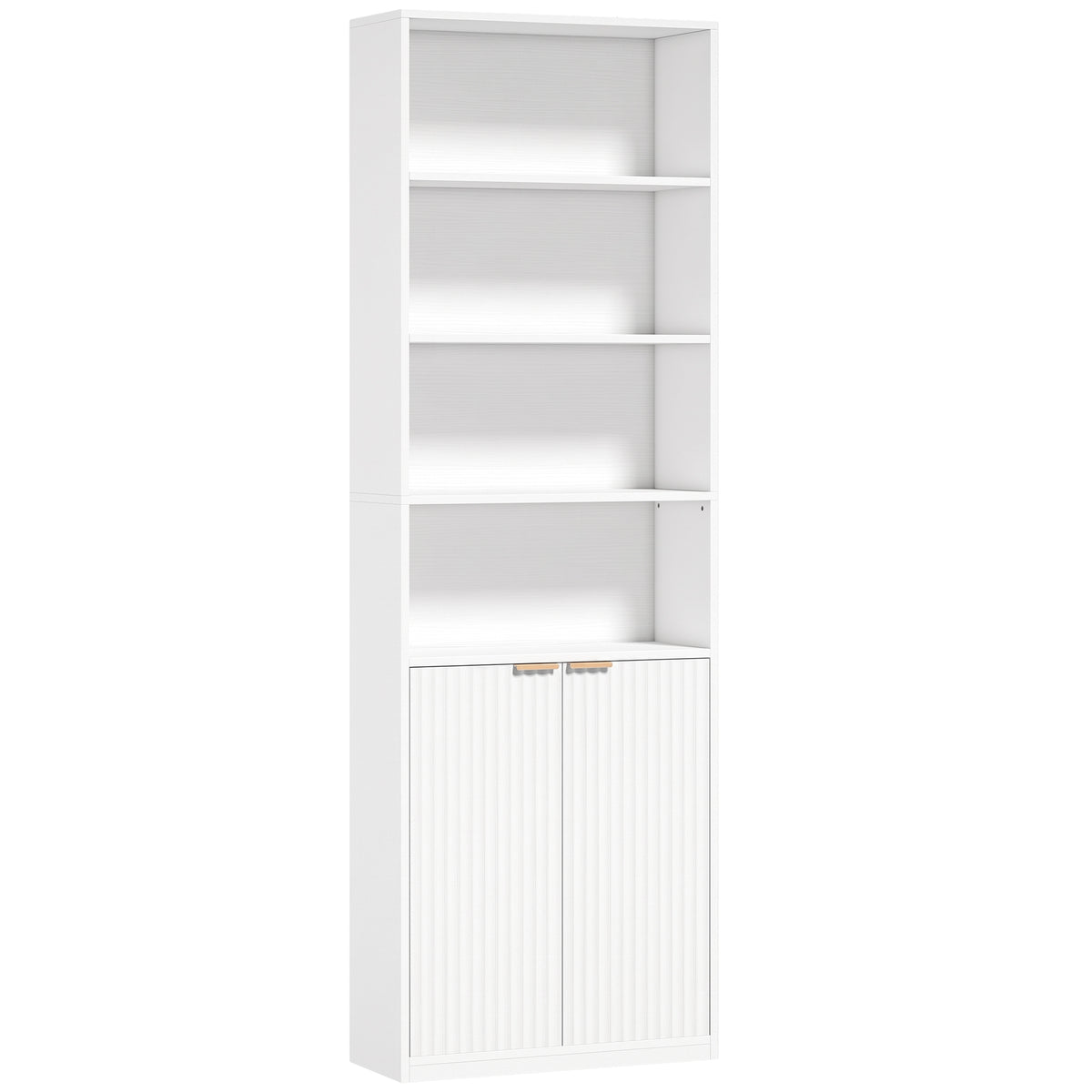 Slim Bookcase, 6-Tier Tall Bookshelf, Freestanding Shelving Unit with Cabinet, Adjustable Shelf, 60 x 24 x 182 cm for Living Room, Study, Home Office, White