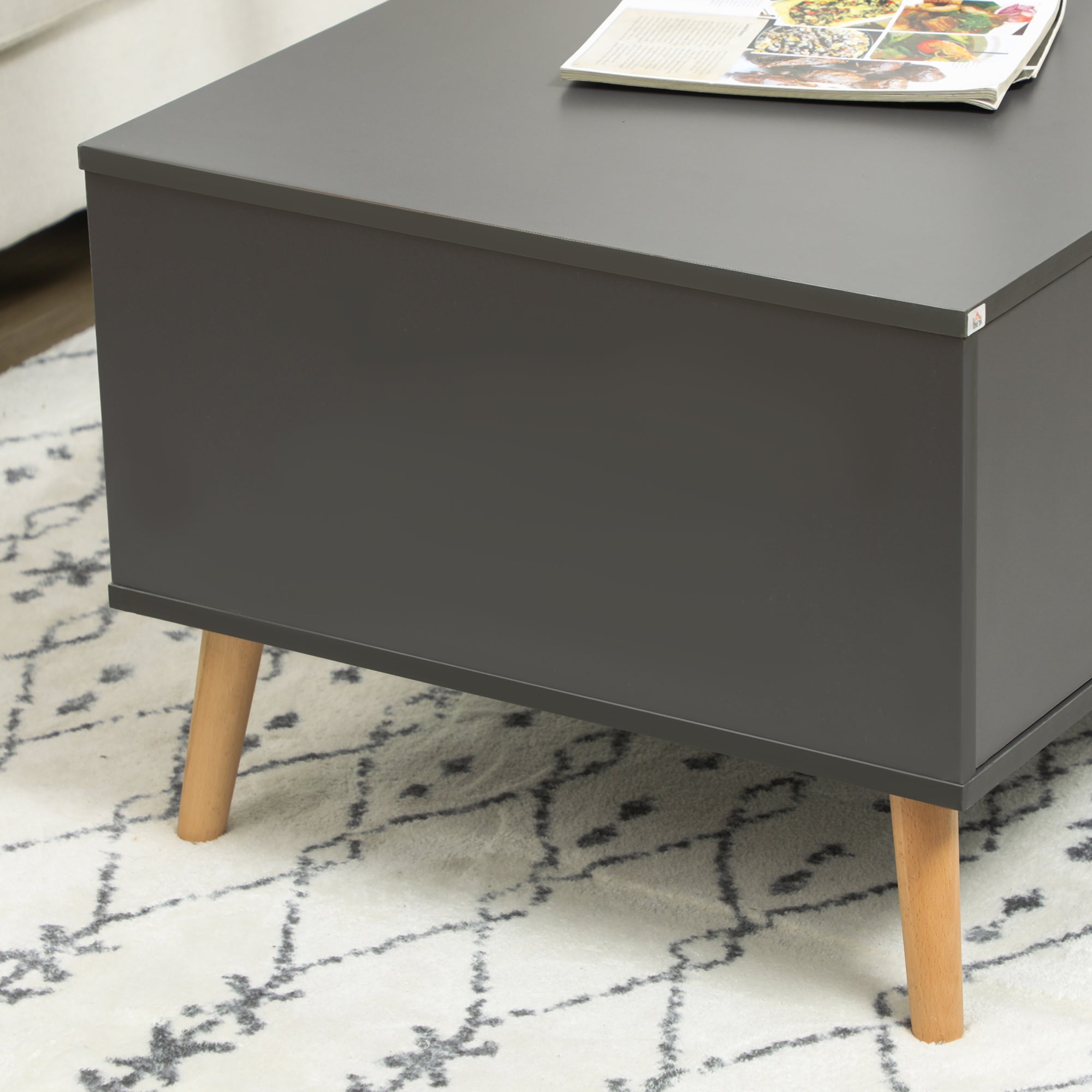 HOMCOM Coffee Table for Living Room, Modern Centre Table with Storage Compartments and Cabinets, Rectangular Side Table, 115x 58x 45cm, Grey