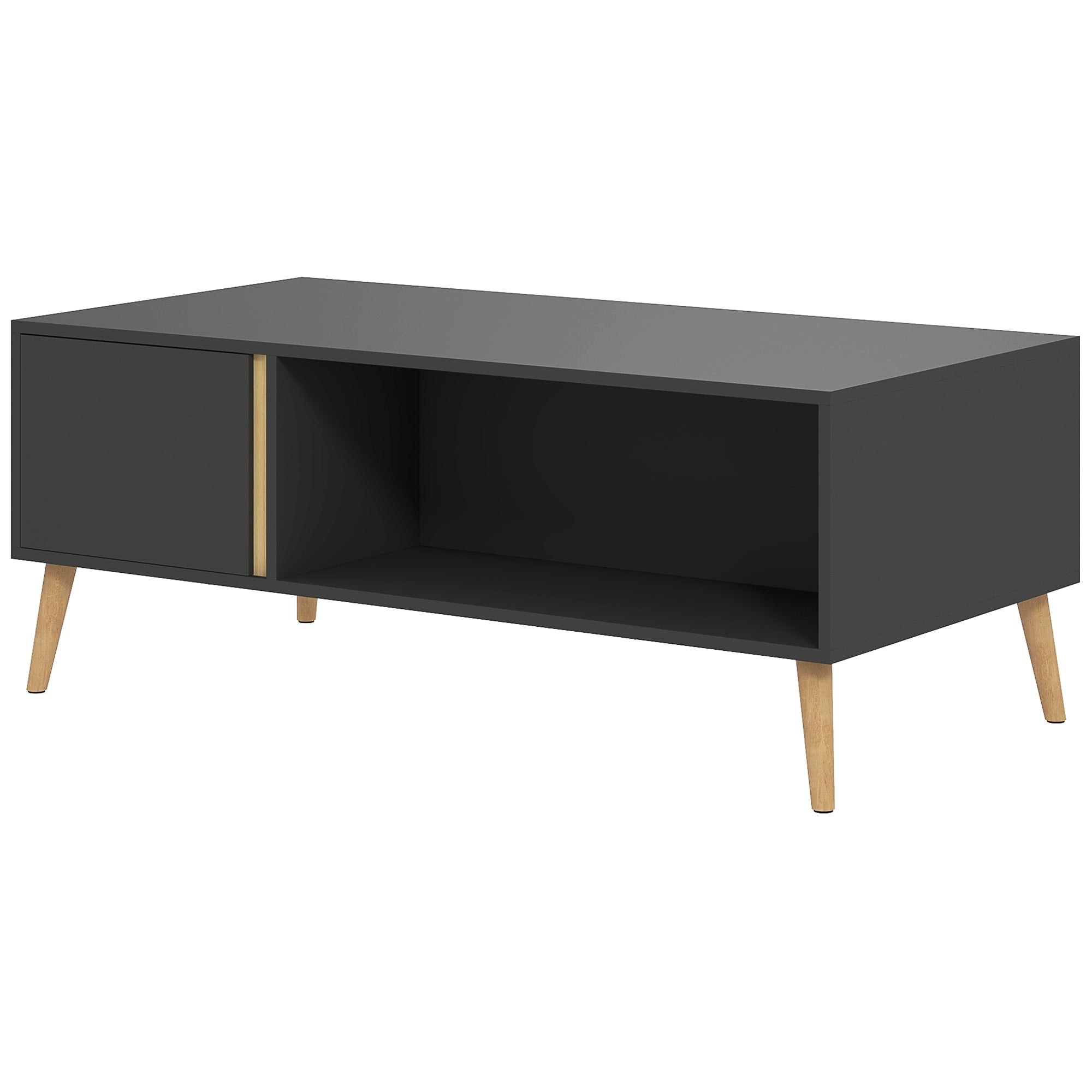 HOMCOM Coffee Table for Living Room, Modern Centre Table with Storage Compartments and Cabinets, Rectangular Side Table, 115x 58x 45cm, Grey