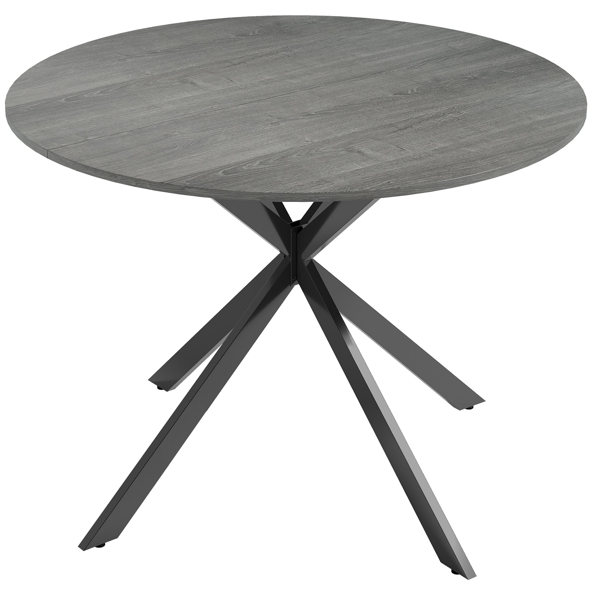 Round Dining Table for 4, 40" Industrial Kitchen Table with Steel Legs for Dining Room, Distressed Grey