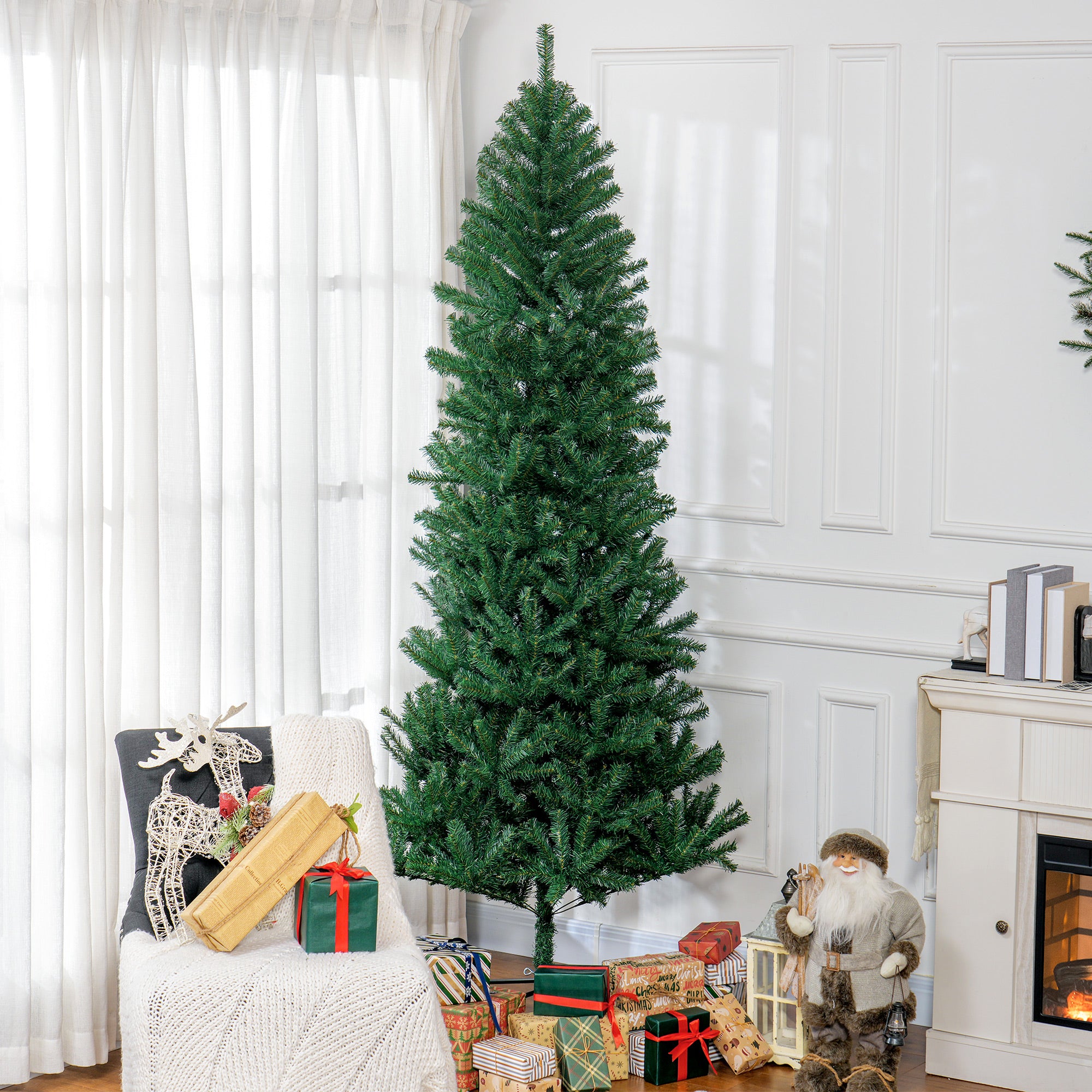 8' Artificial Christmas Tree Unlit Xmas Tree with Realistic Branch Tips for Indoor Home Holiday Green