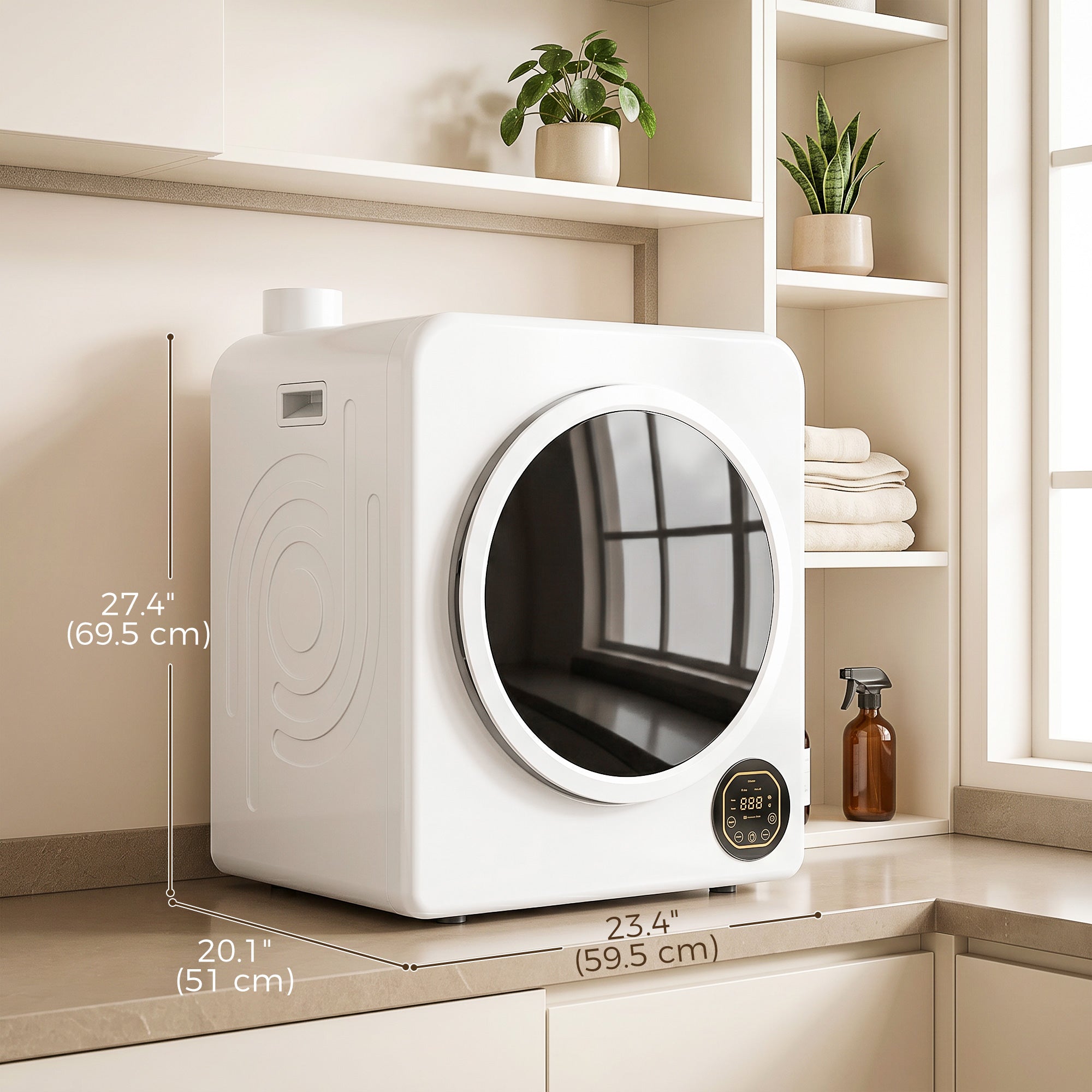 Electric Portable Clothes Dryer, 18 lbs Compact Laundry Dryer 1300W with Stainless Steel Tub, Touch Panel, 6 Drying Modes, Front Load Drying Machine for Apartments, Dorms