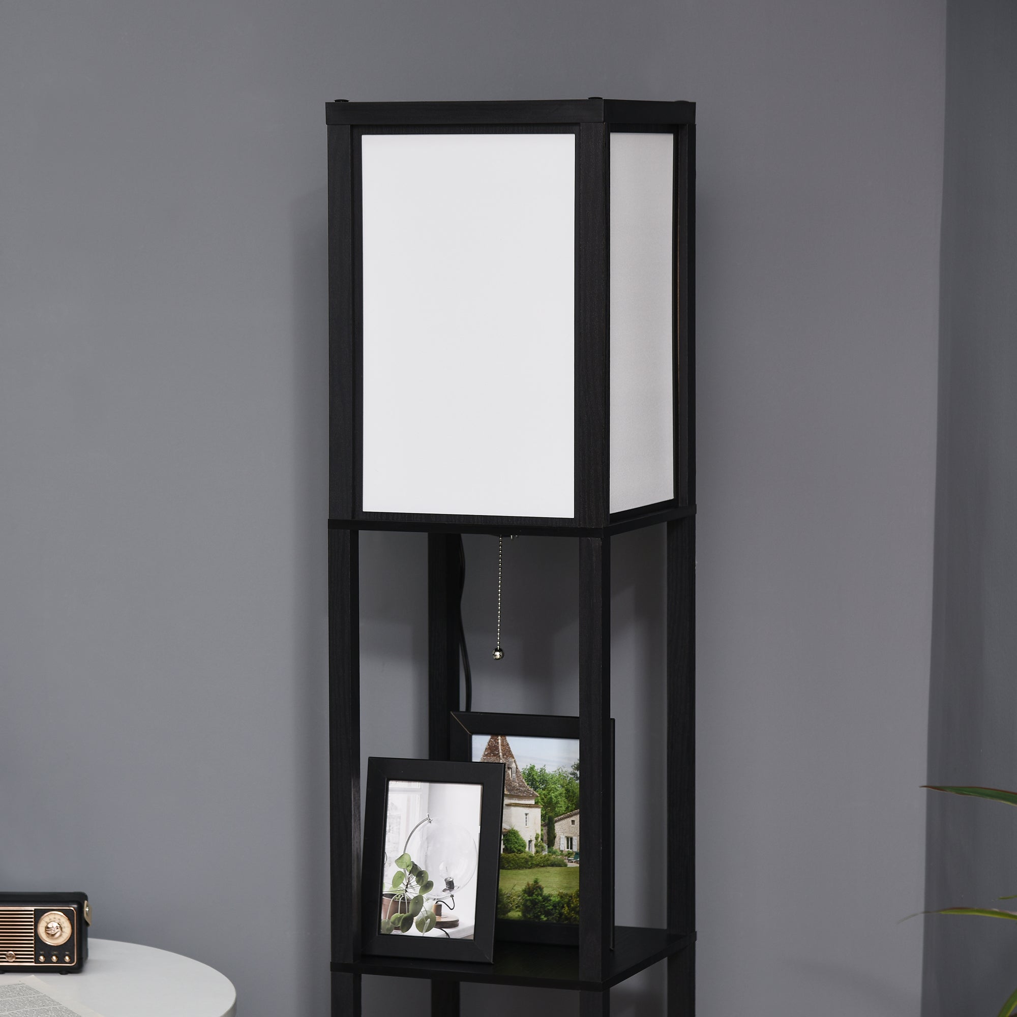 Modern Shelf Floor Lamp with Dual Ambient Light Standing Lamp Black