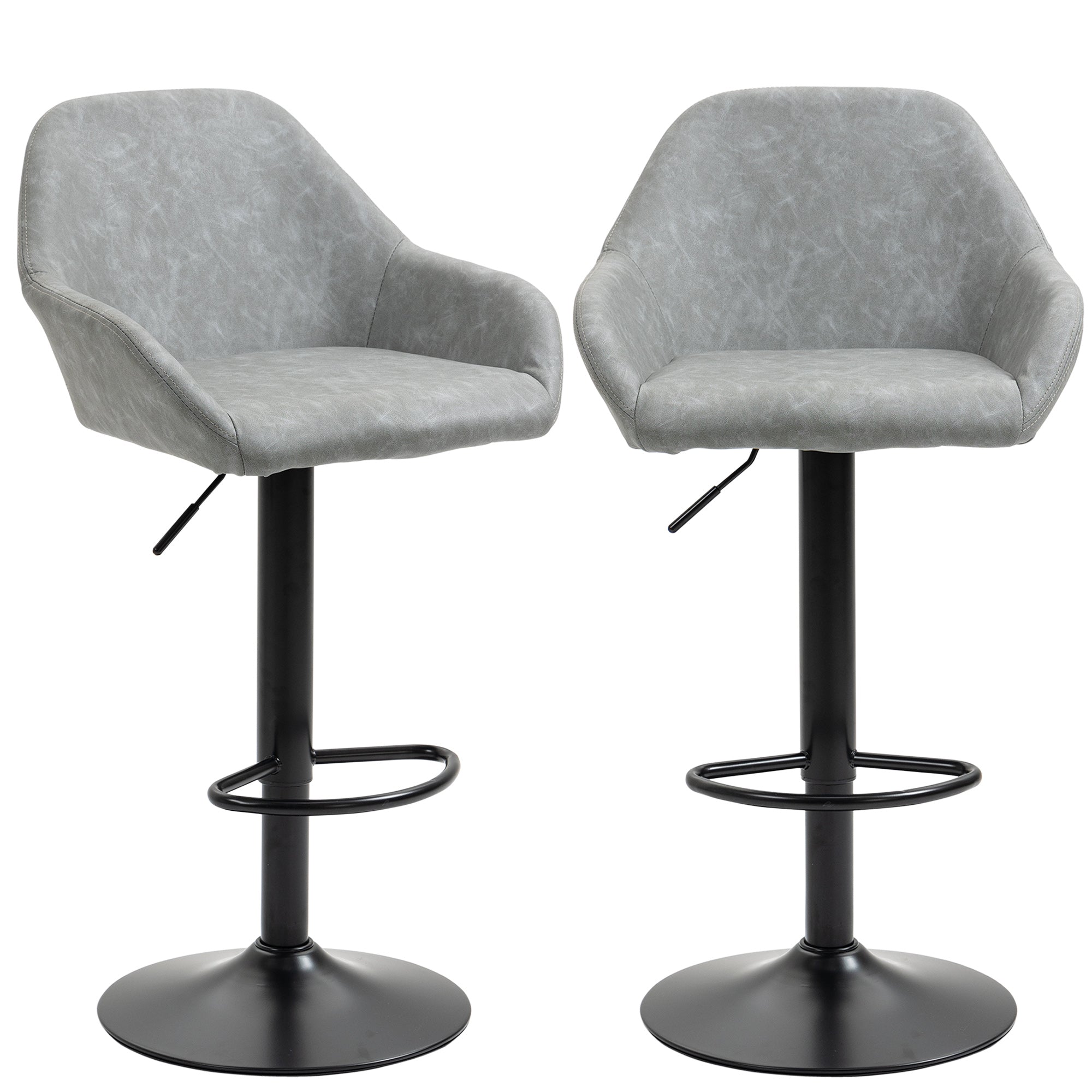 Adjustable Bar Stools Swivel Counter Height Barstools Set of 2 Grey