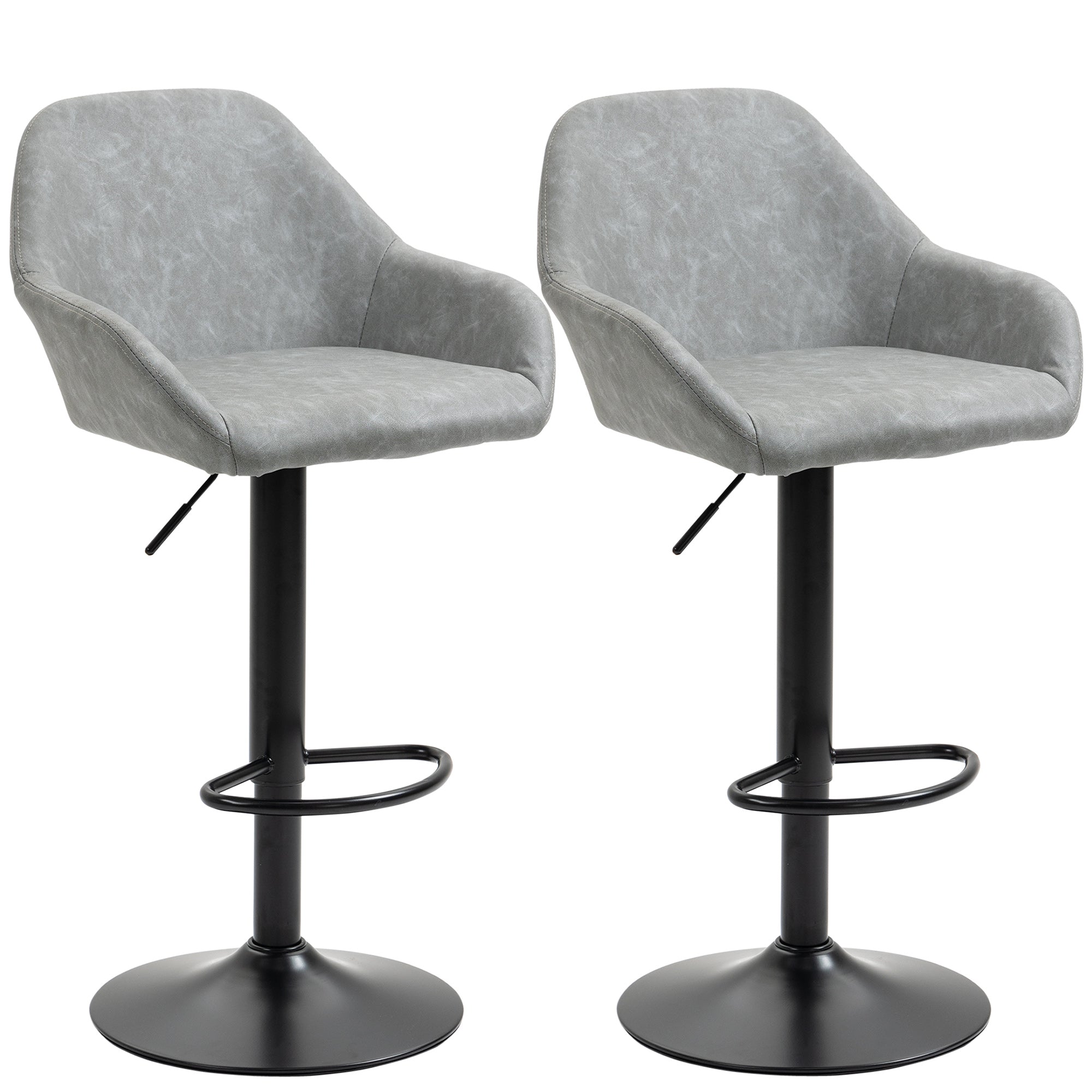 Adjustable Bar Stools Swivel Counter Height Barstools Set of 2 Grey