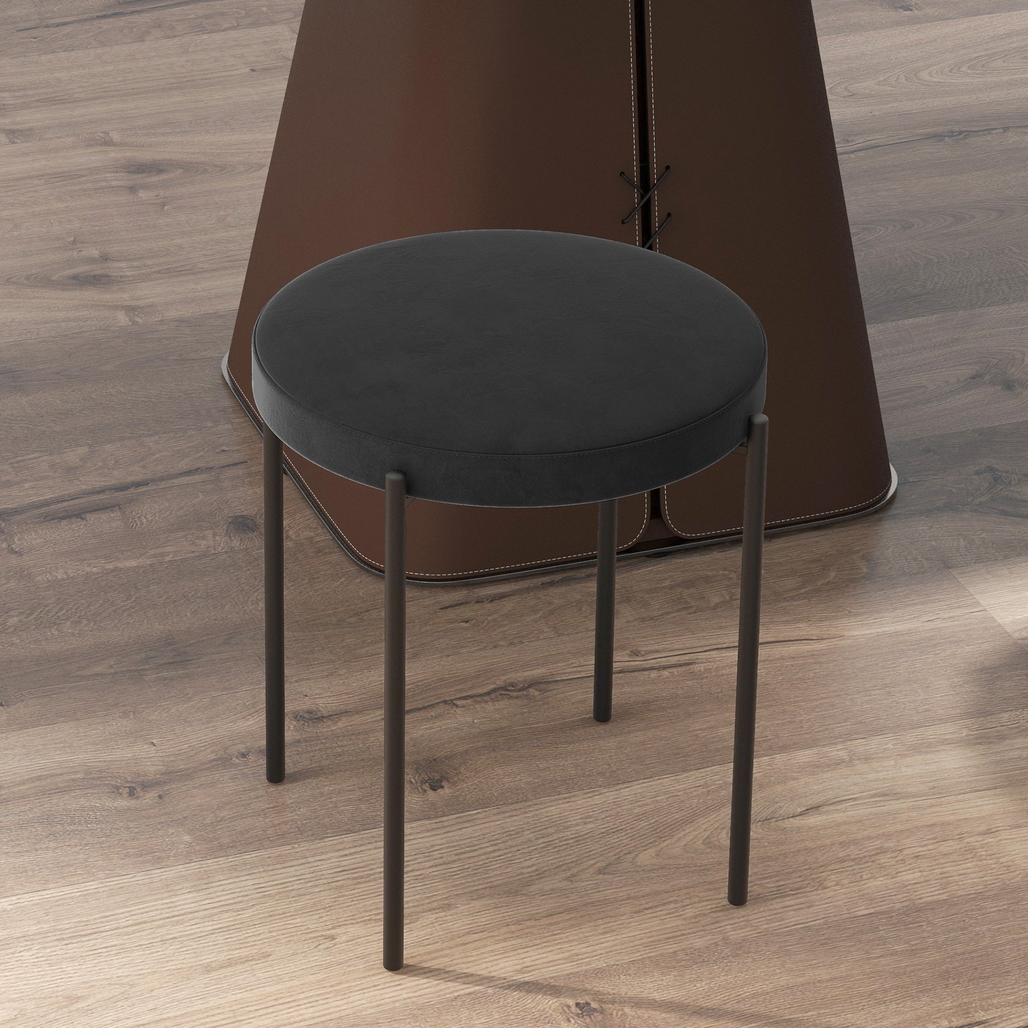 HOMCOM Modern Stacking Stools Set of 4, Backless Round Dining Chairs, Velvet-Touch Upholstered Accent Side Chairs with Metal Legs for Kitchen, Black