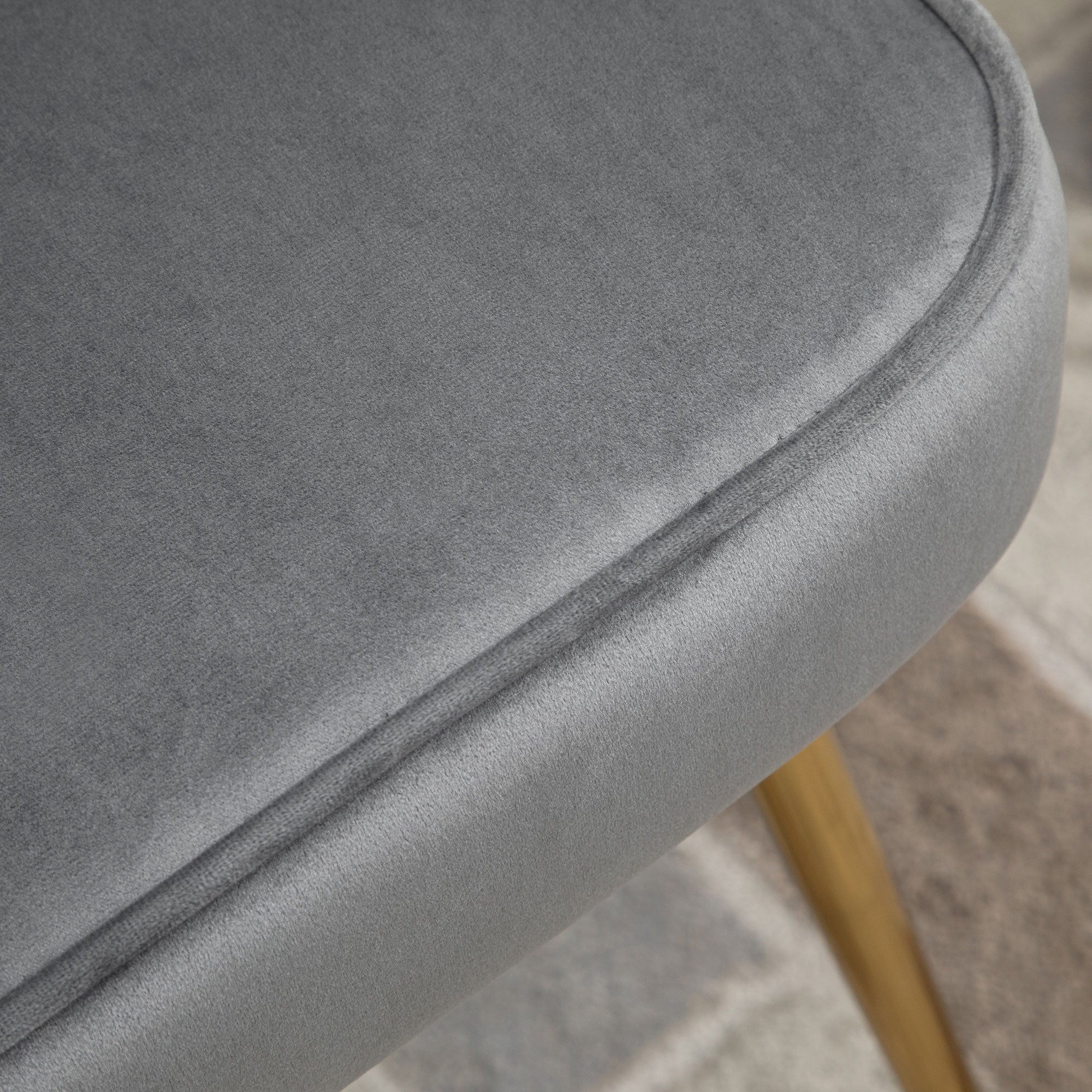 HOMCOM Shell Luxe Velvet Accent Chair with Gold-tone Metal Legs, Modern Vanity Chair for Living Room, Bedroom, Home Office, Grey