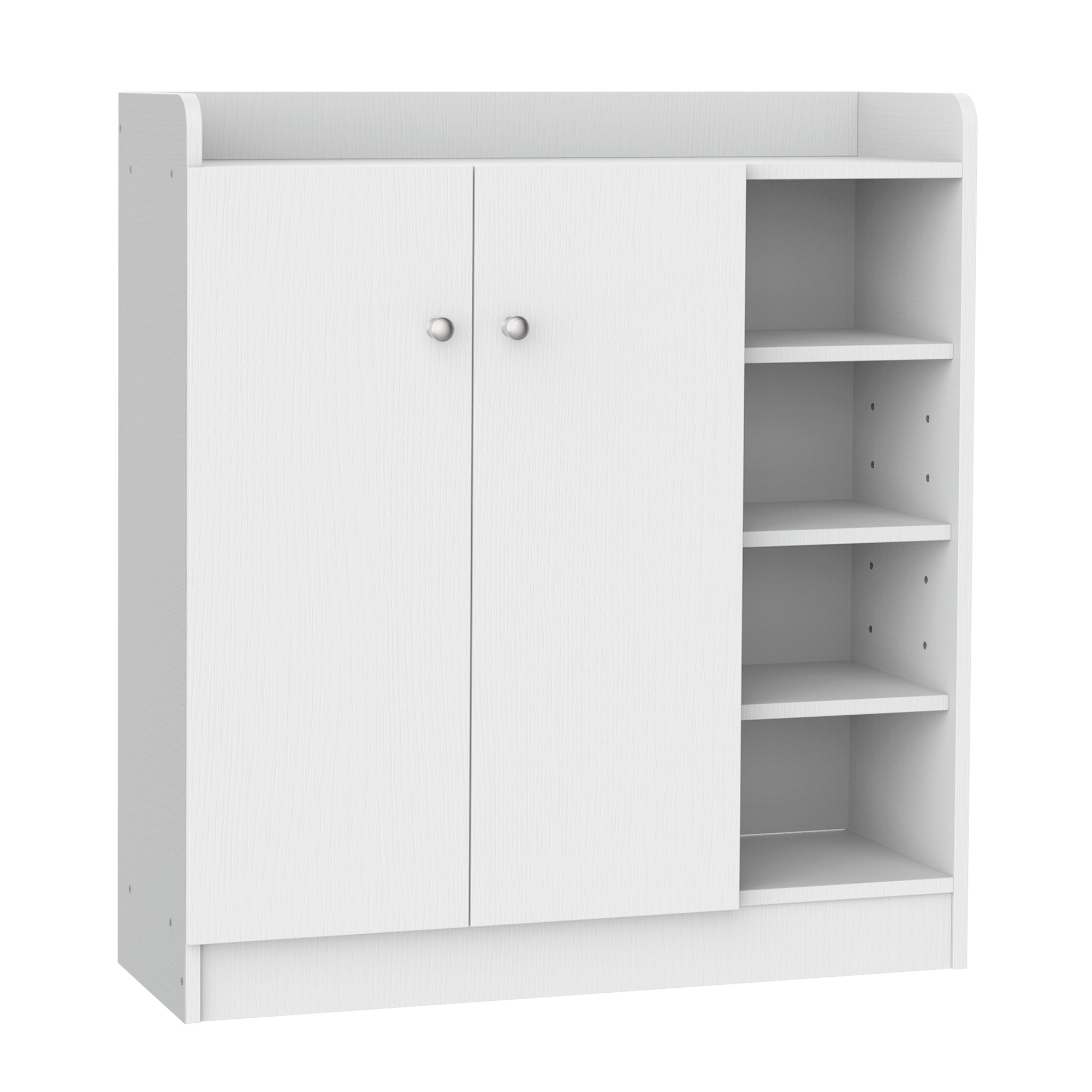 HOMCOM Shoe Storage Cabinet  Two Doors w/ Adjustable 4 Shelves Cupboard Footwear Rack Stand Organiser Hallway White
