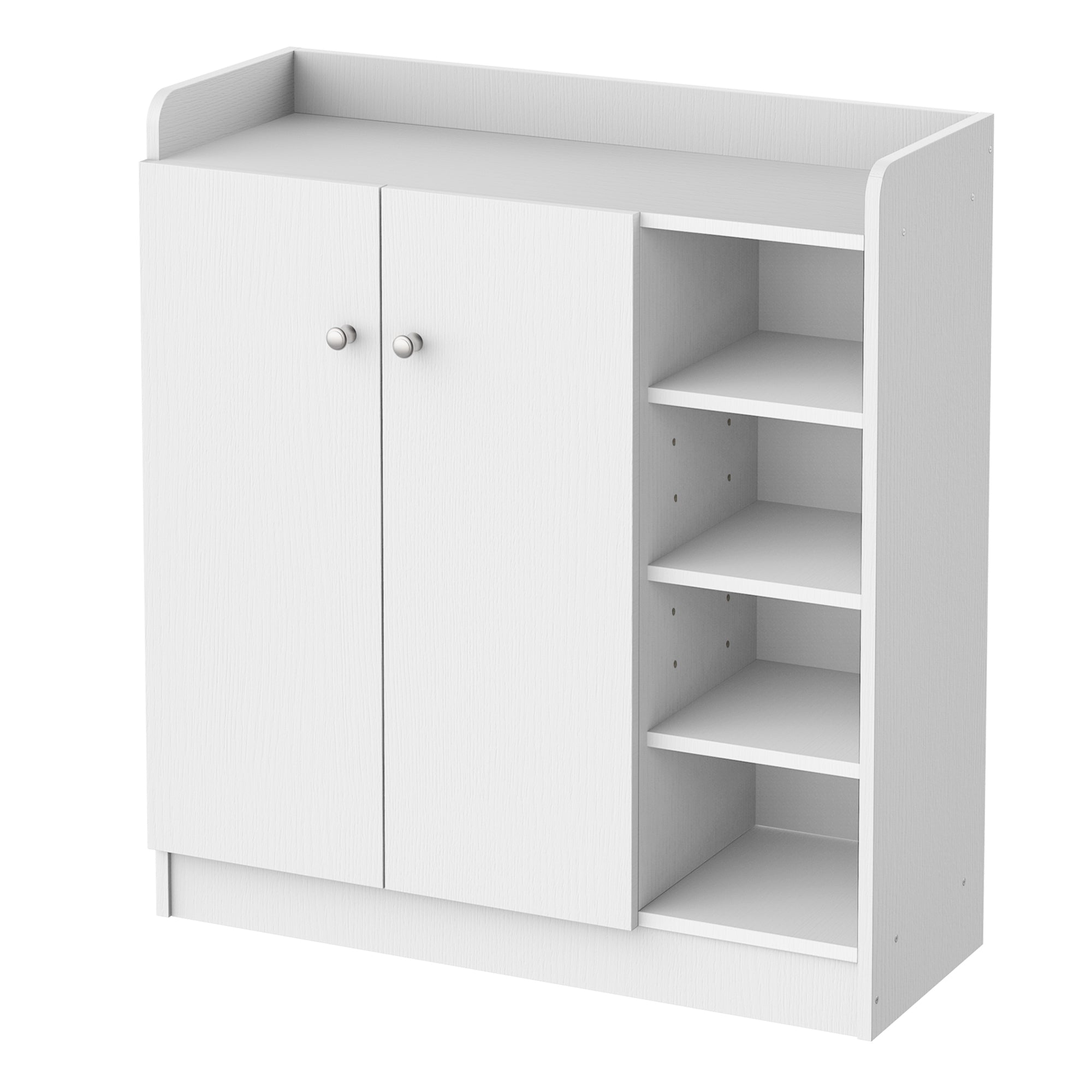 HOMCOM Shoe Storage Cabinet  Two Doors w/ Adjustable 4 Shelves Cupboard Footwear Rack Stand Organiser Hallway White
