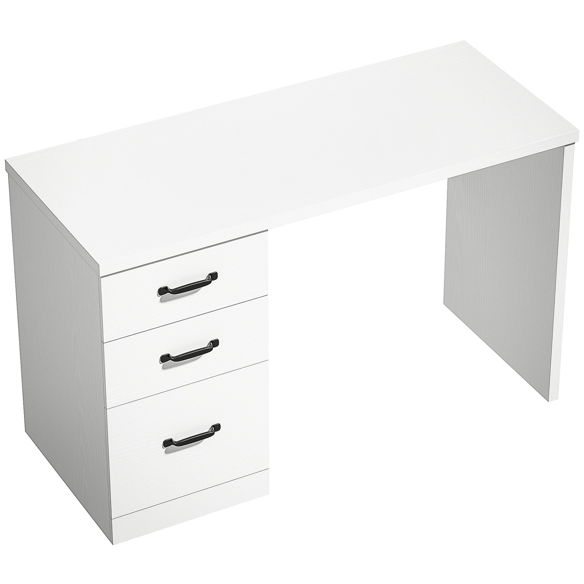 Computer Desk with 3 Drawers, 47" Home Office Desk with Adjustable Hanging Rails for Letter A4 Files, 1.2" Thick Top, Writing Table for Home Office, Study, Bedroom, White