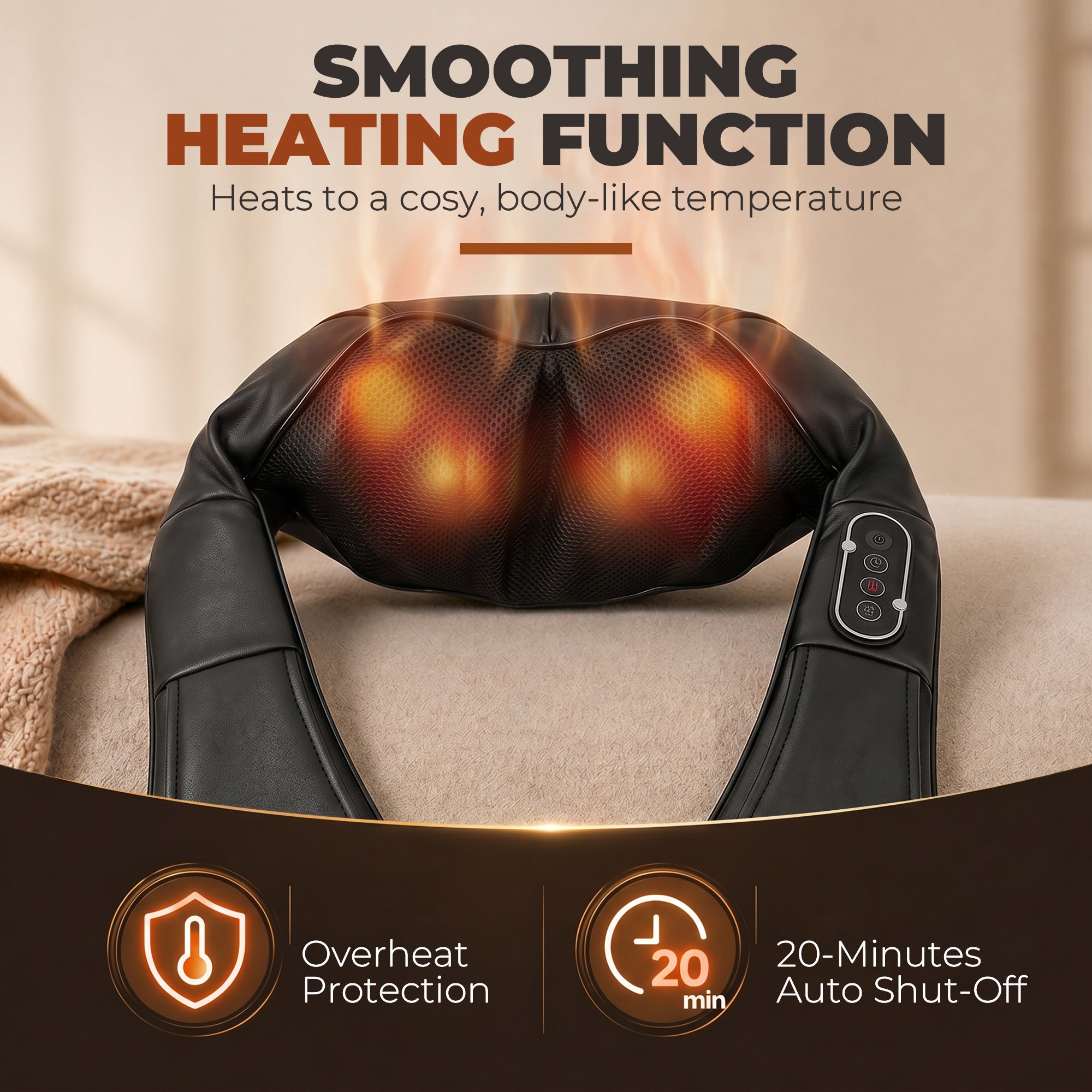 Cordless Neck Massager with Heat, Deep Tissue 4D Shiatsu Neck and Shoulder Massager for Back, Waist and Leg, for Car Home Office, Gifts for Men and Women