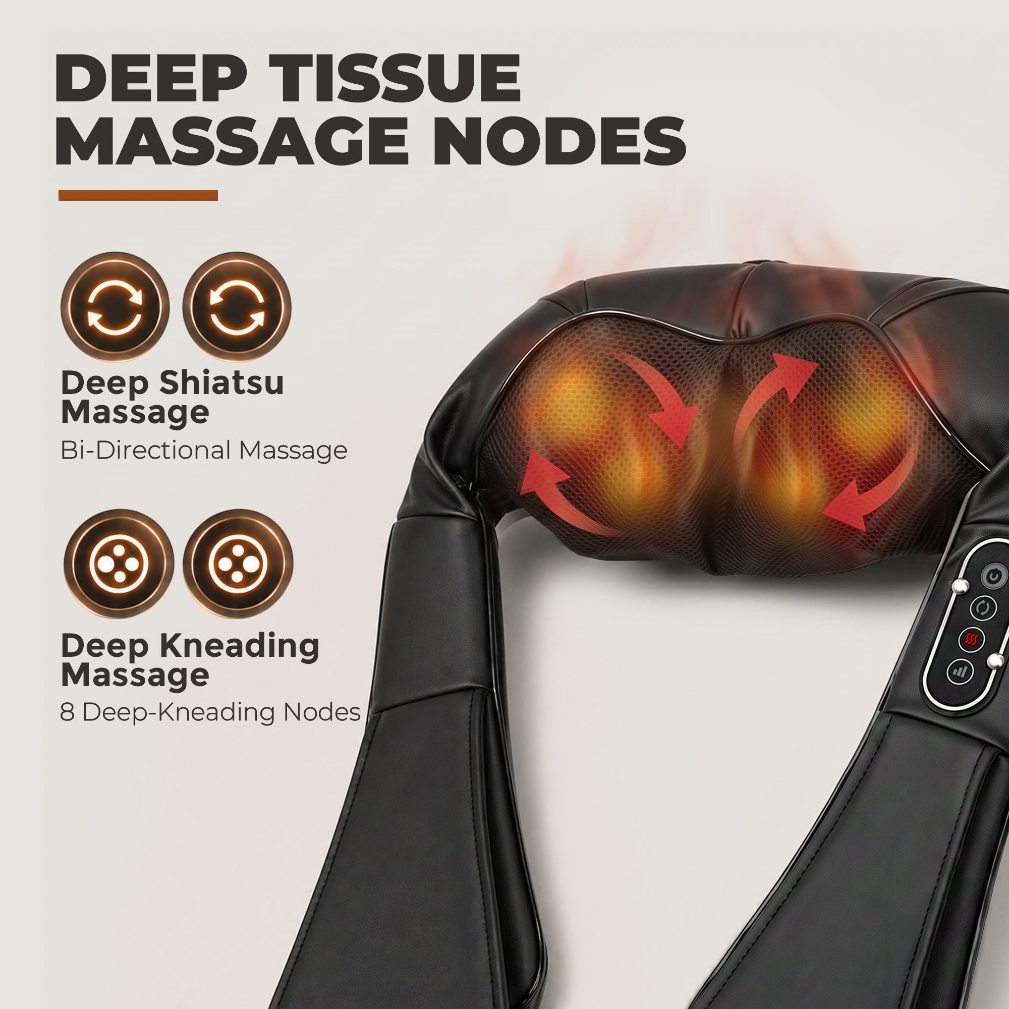Cordless Neck Massager with Heat, Deep Tissue 4D Shiatsu Neck and Shoulder Massager for Back, Waist and Leg, for Car Home Office, Gifts for Men and Women
